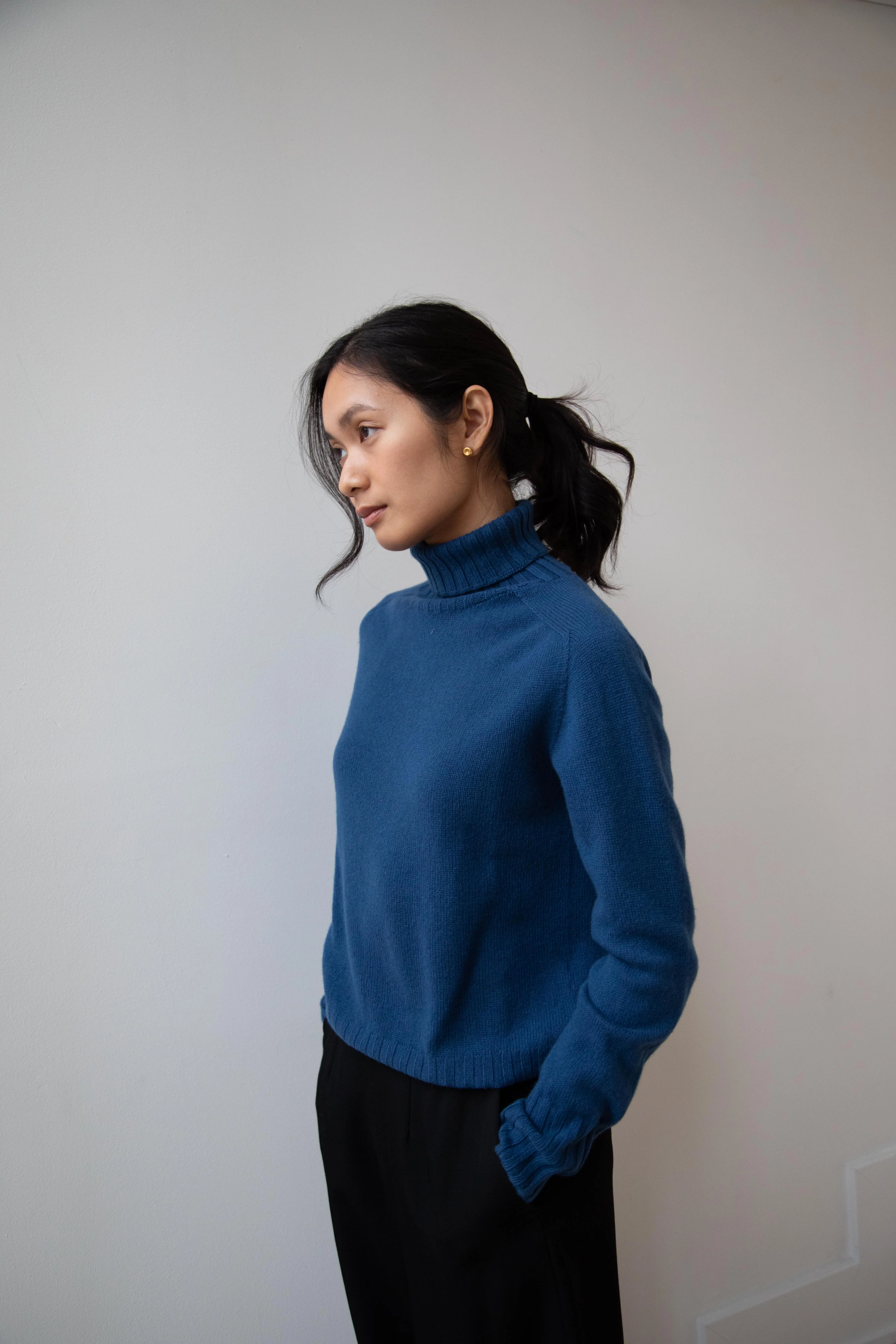 Margaret Howell | Wide Roll Neck Sweater in Steel Blue - Image 11