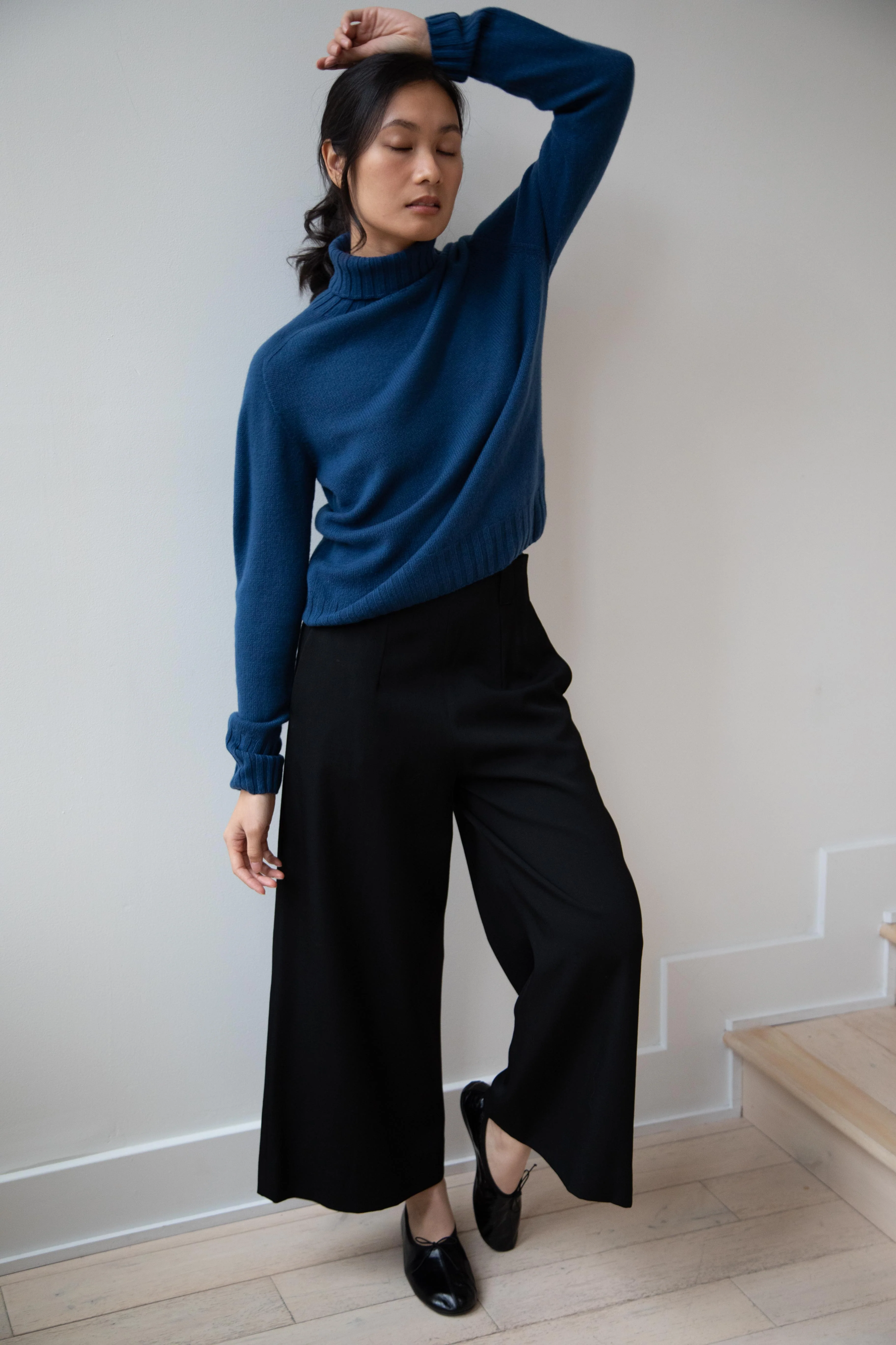 Margaret Howell | Wide Roll Neck Sweater in Steel Blue - Image 12