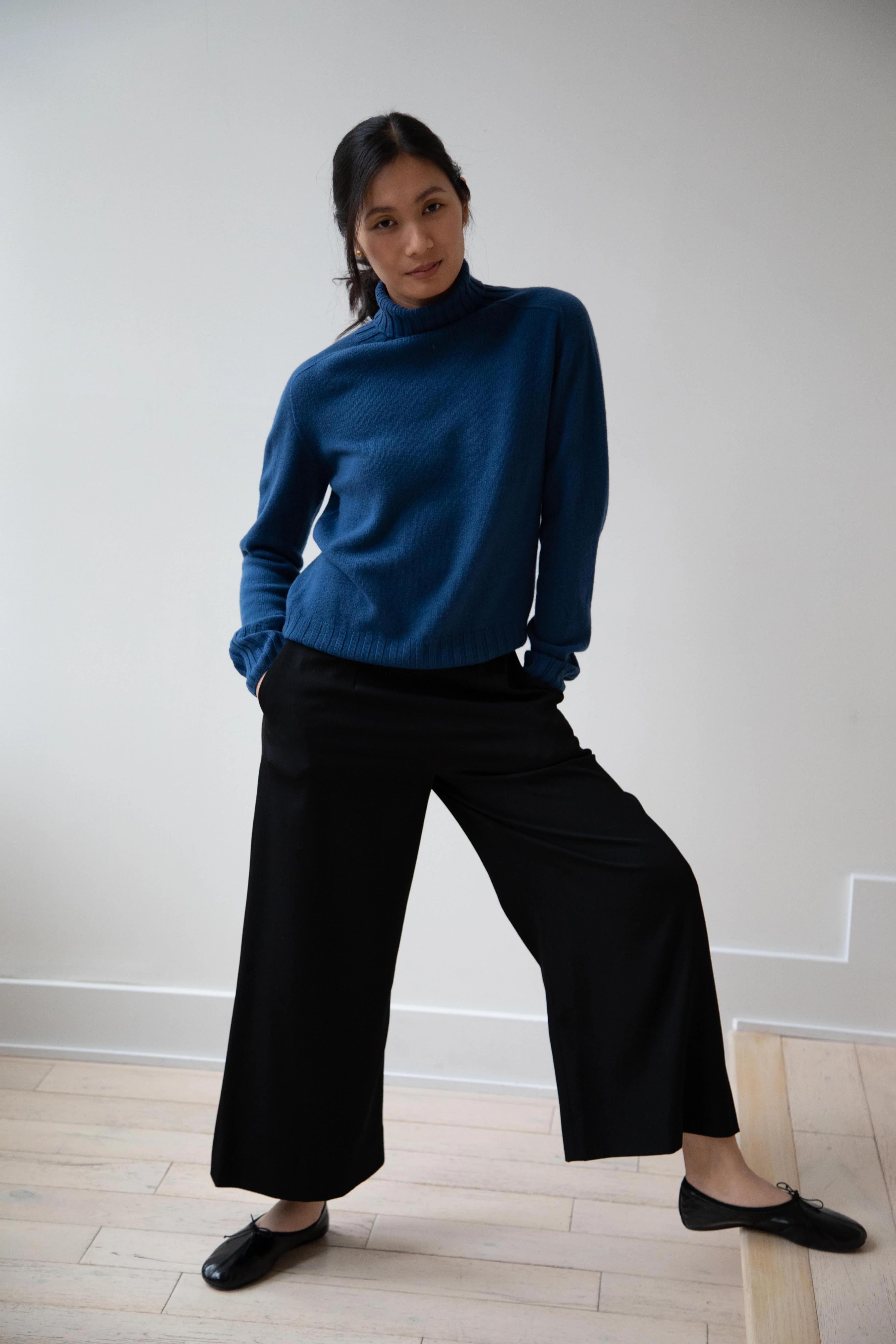Margaret Howell | Wide Roll Neck Sweater in Steel Blue - Image 13