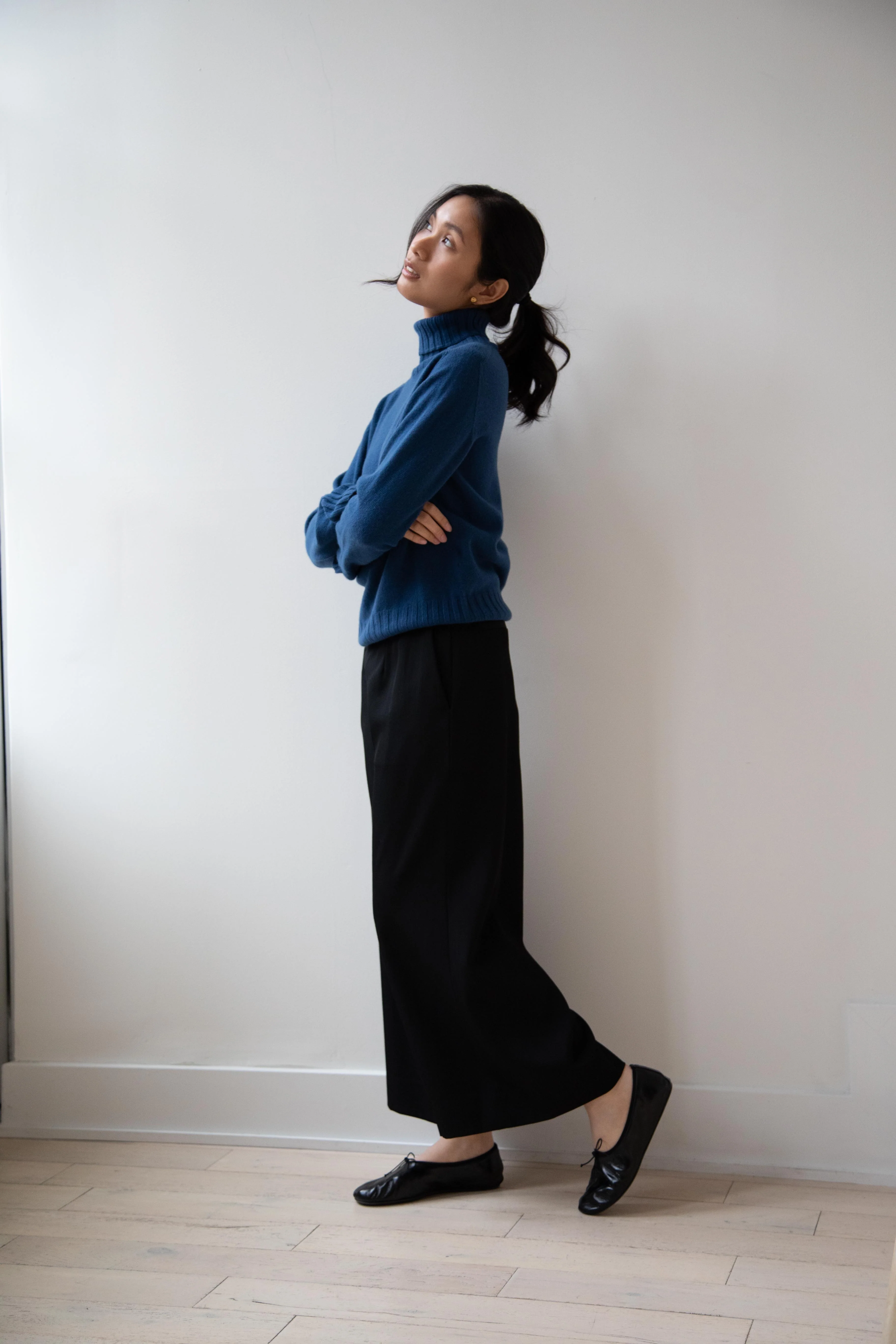 Margaret Howell | Wide Roll Neck Sweater in Steel Blue - Image 15