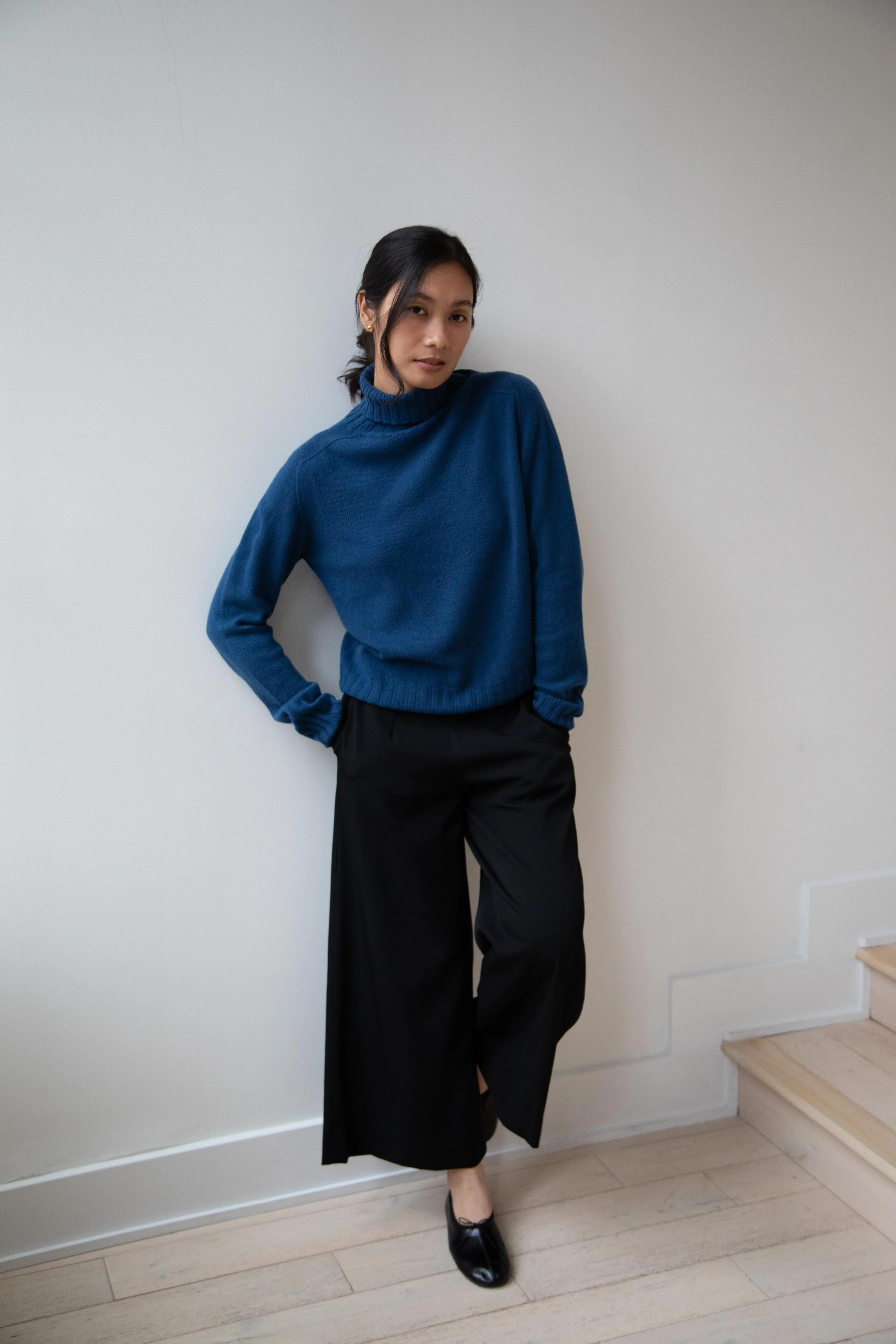 Margaret Howell | Wide Roll Neck Sweater in Steel Blue - Image 17