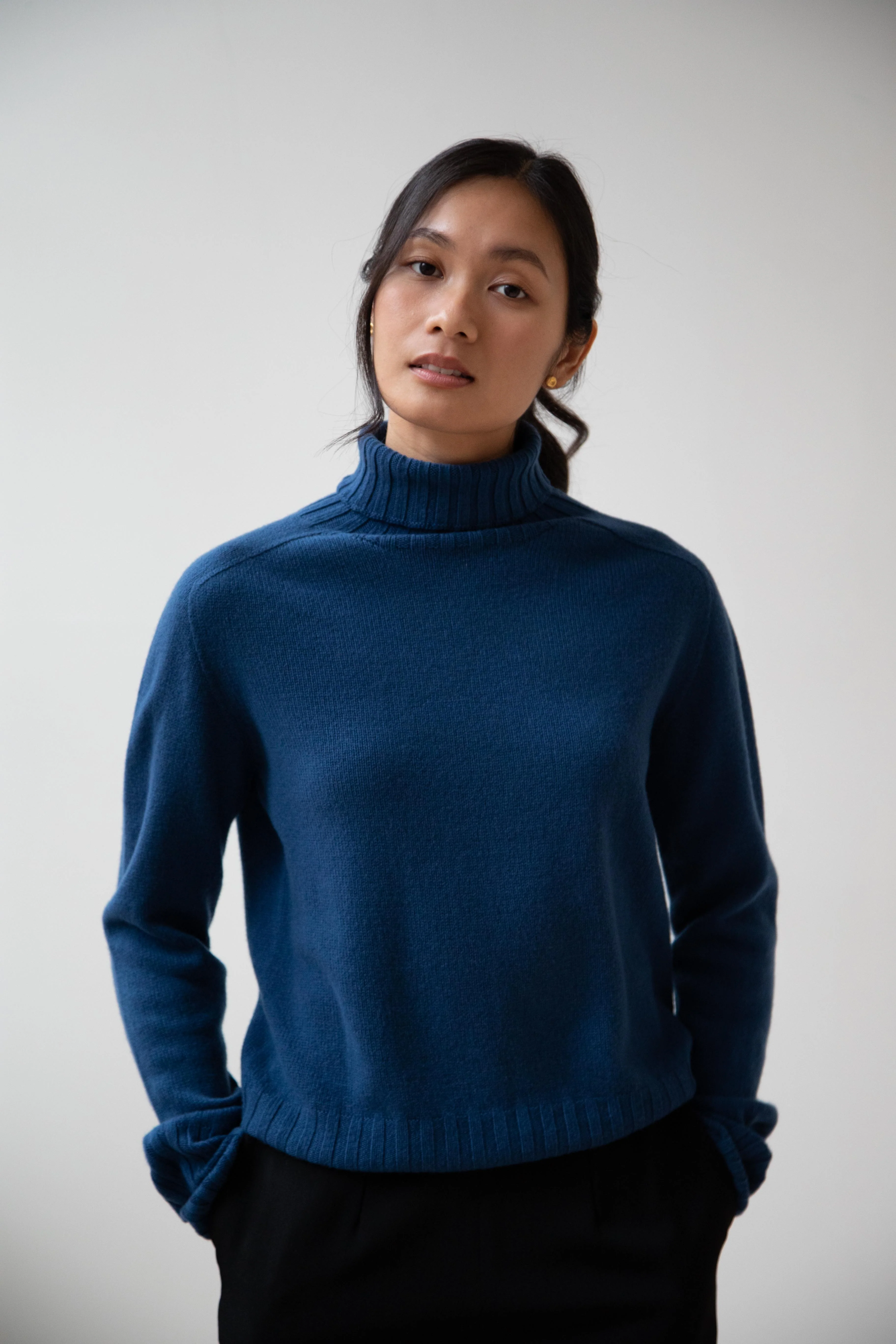 Margaret Howell | Wide Roll Neck Sweater in Steel Blue - Image 21