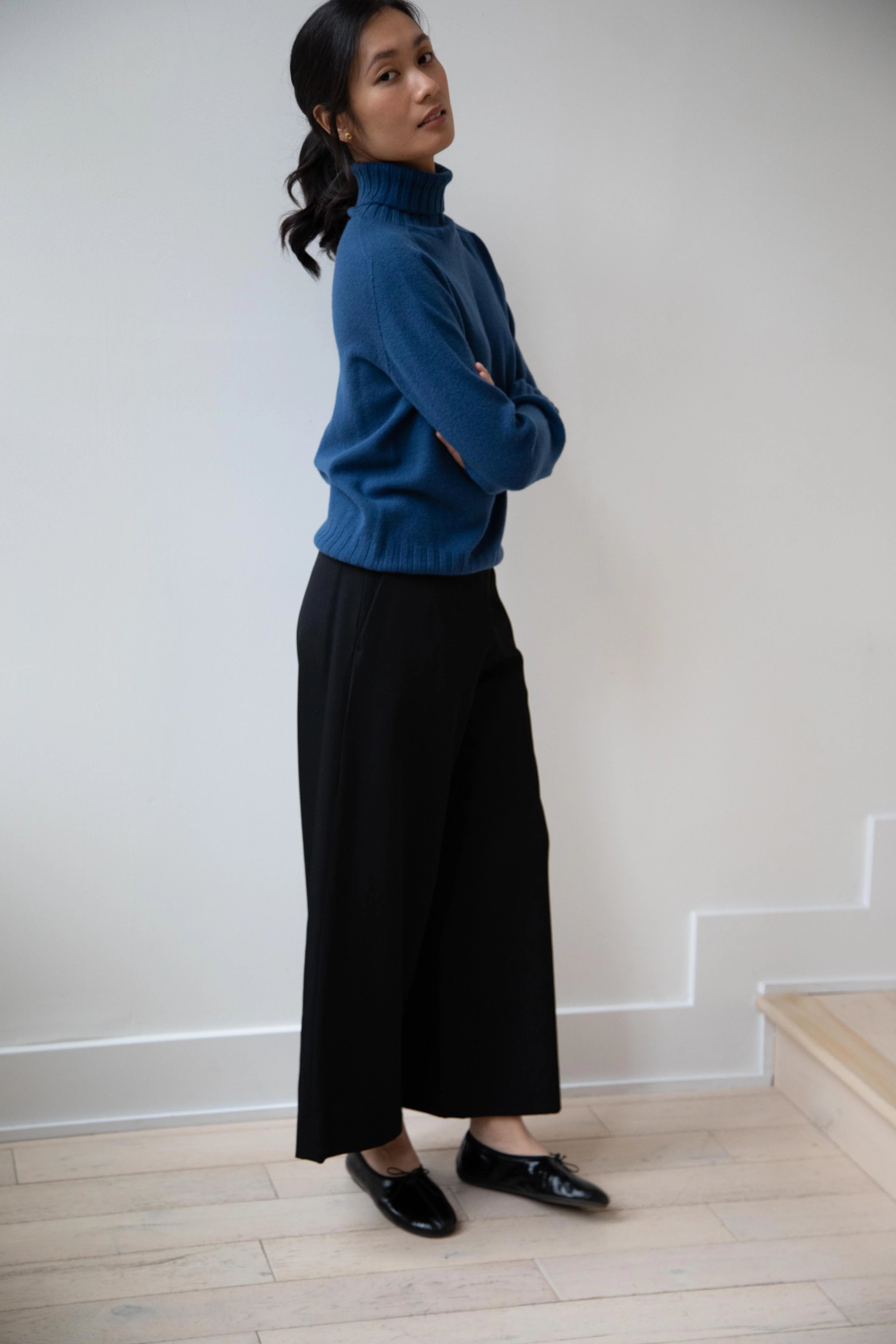 Margaret Howell | Wide Roll Neck Sweater in Steel Blue - Image 25