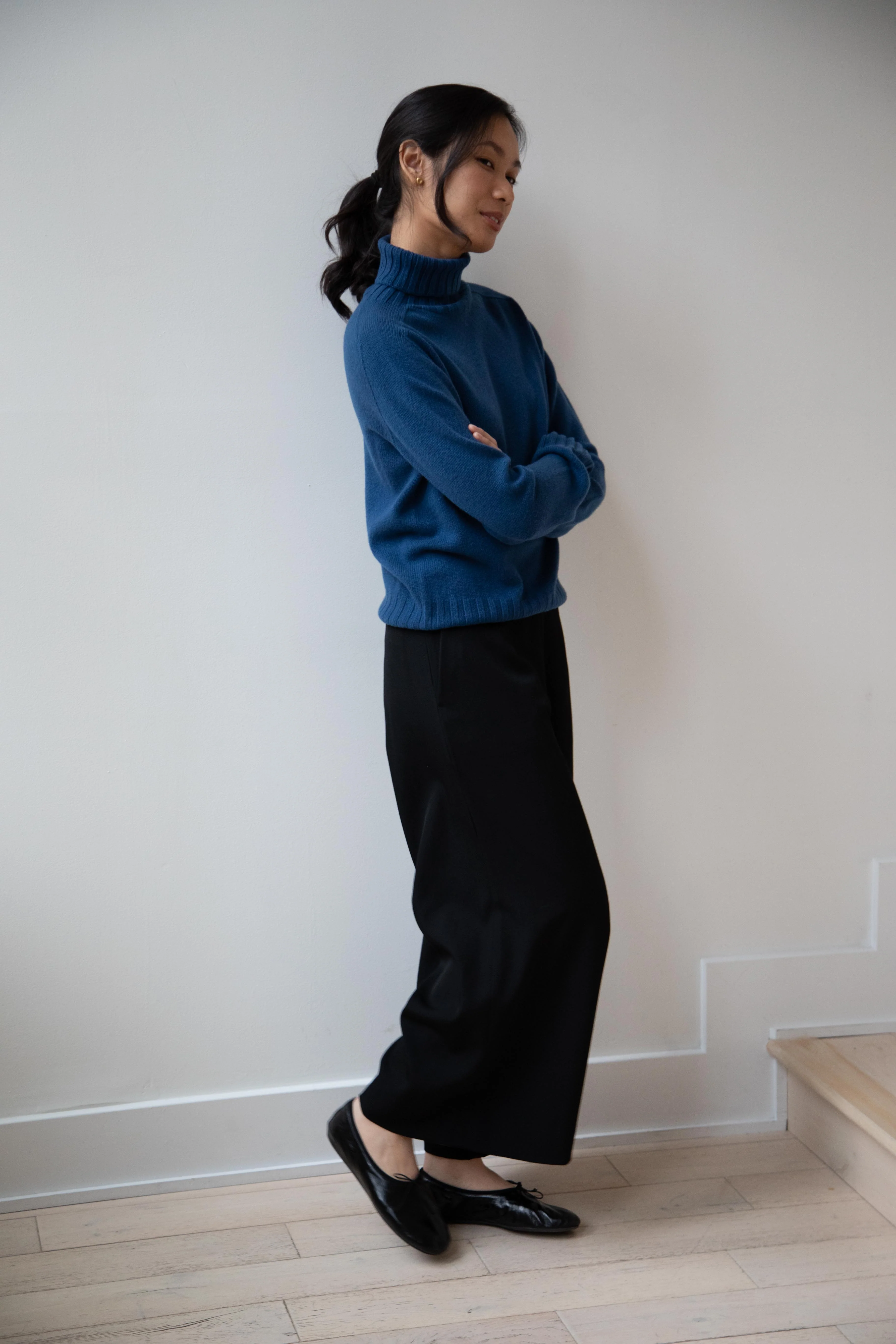 Margaret Howell | Wide Roll Neck Sweater in Steel Blue - Image 26