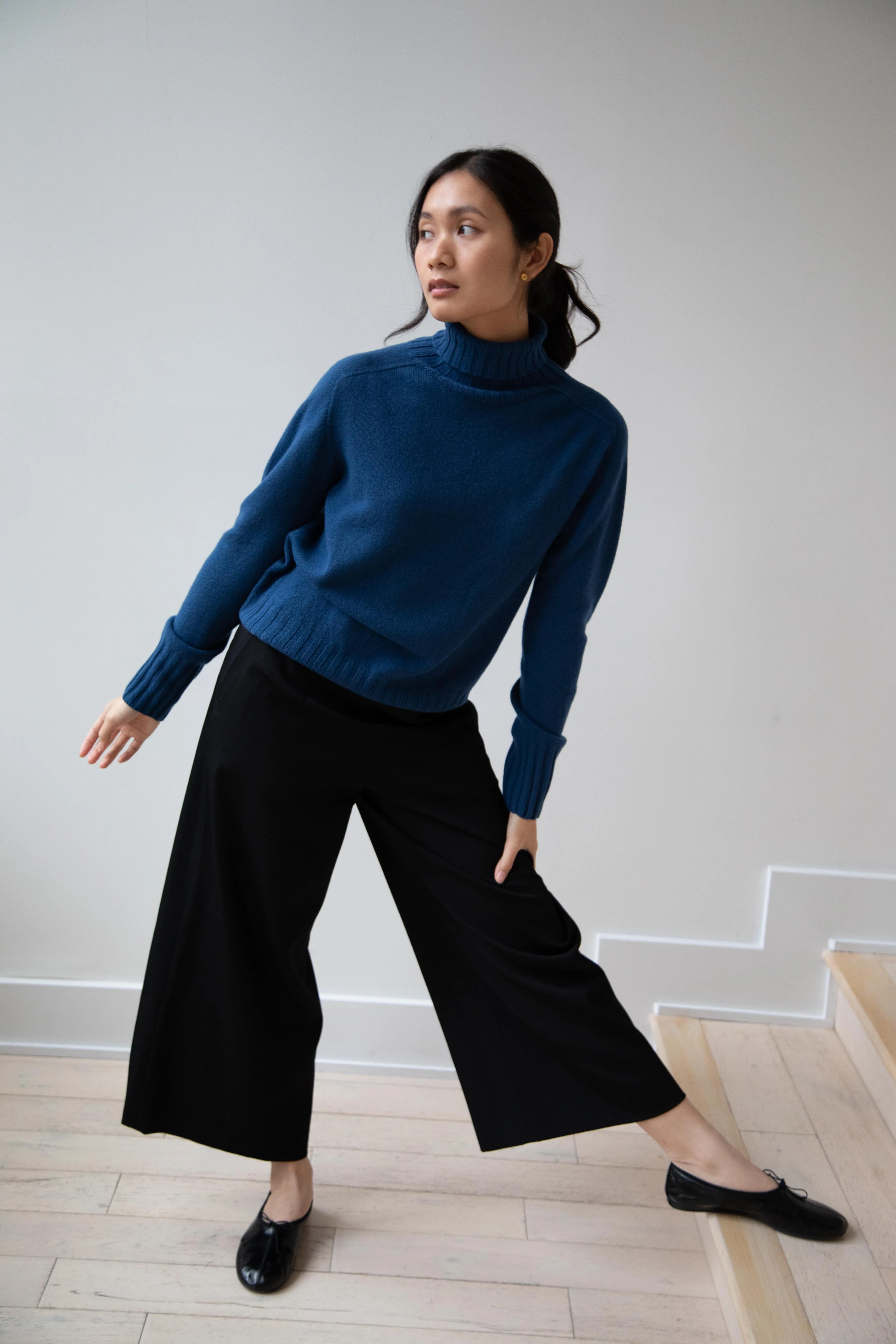 Margaret Howell | Wide Roll Neck Sweater in Steel Blue - Image 29