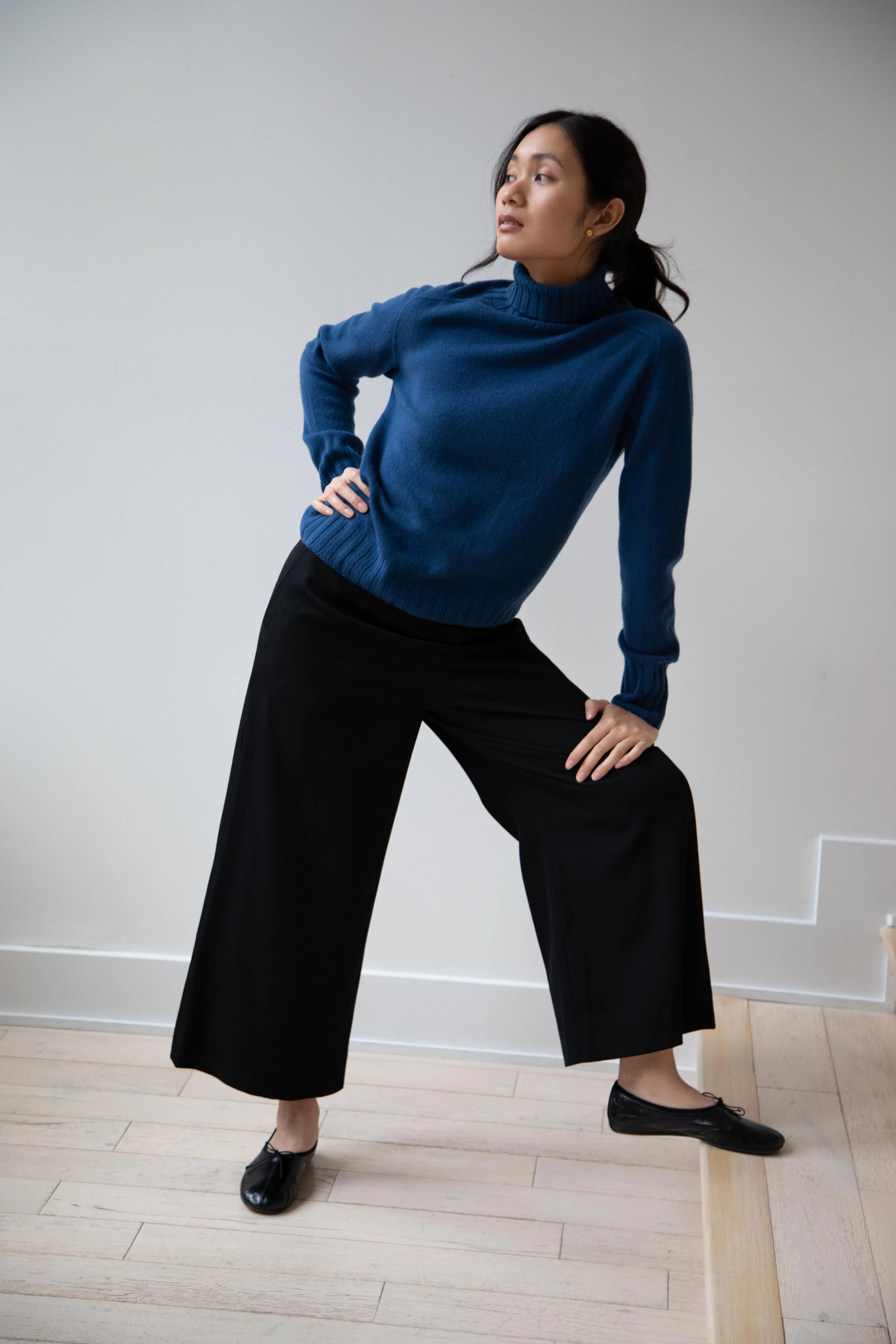Margaret Howell | Wide Roll Neck Sweater in Steel Blue - Image 3