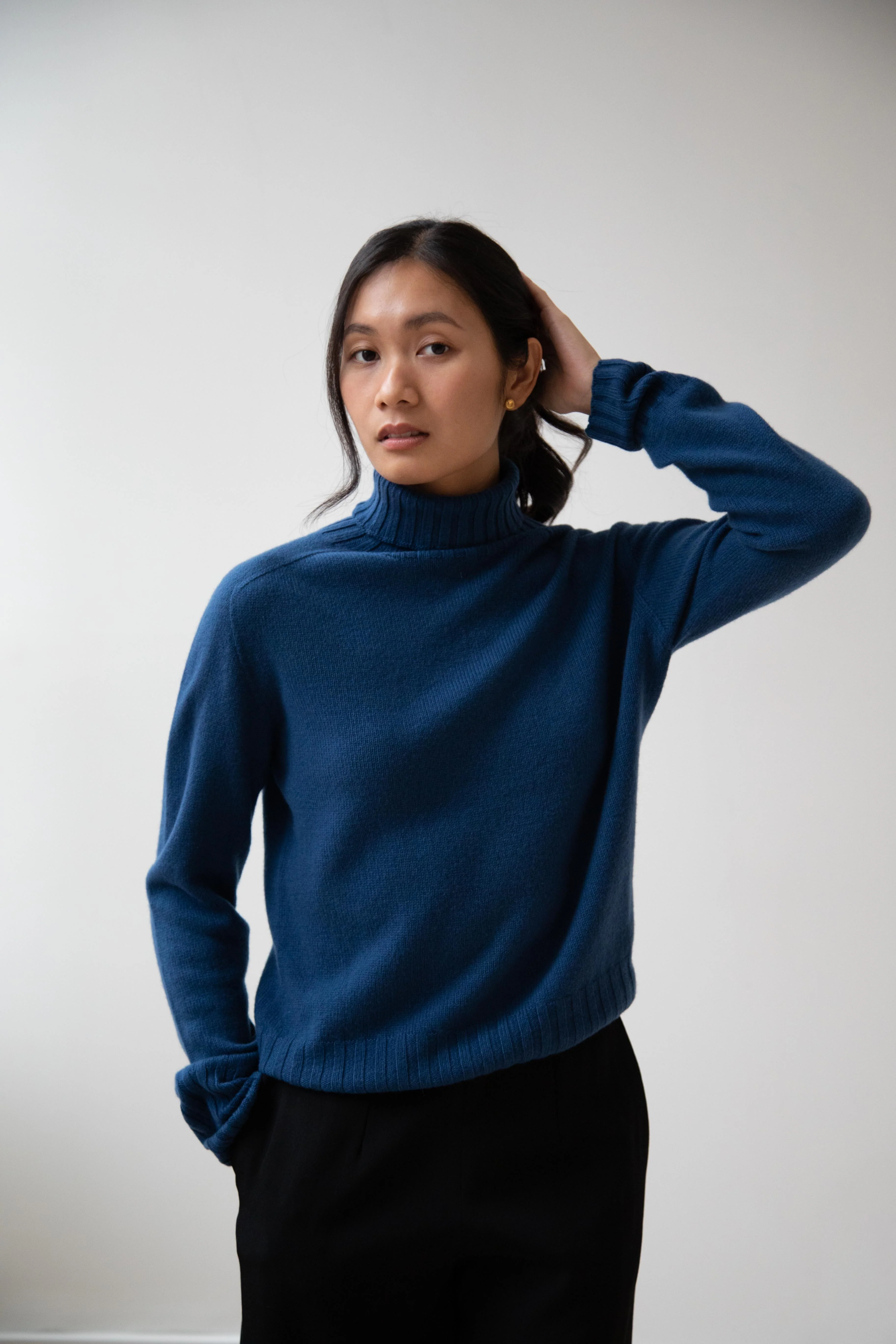 Margaret Howell | Wide Roll Neck Sweater in Steel Blue - Image 4