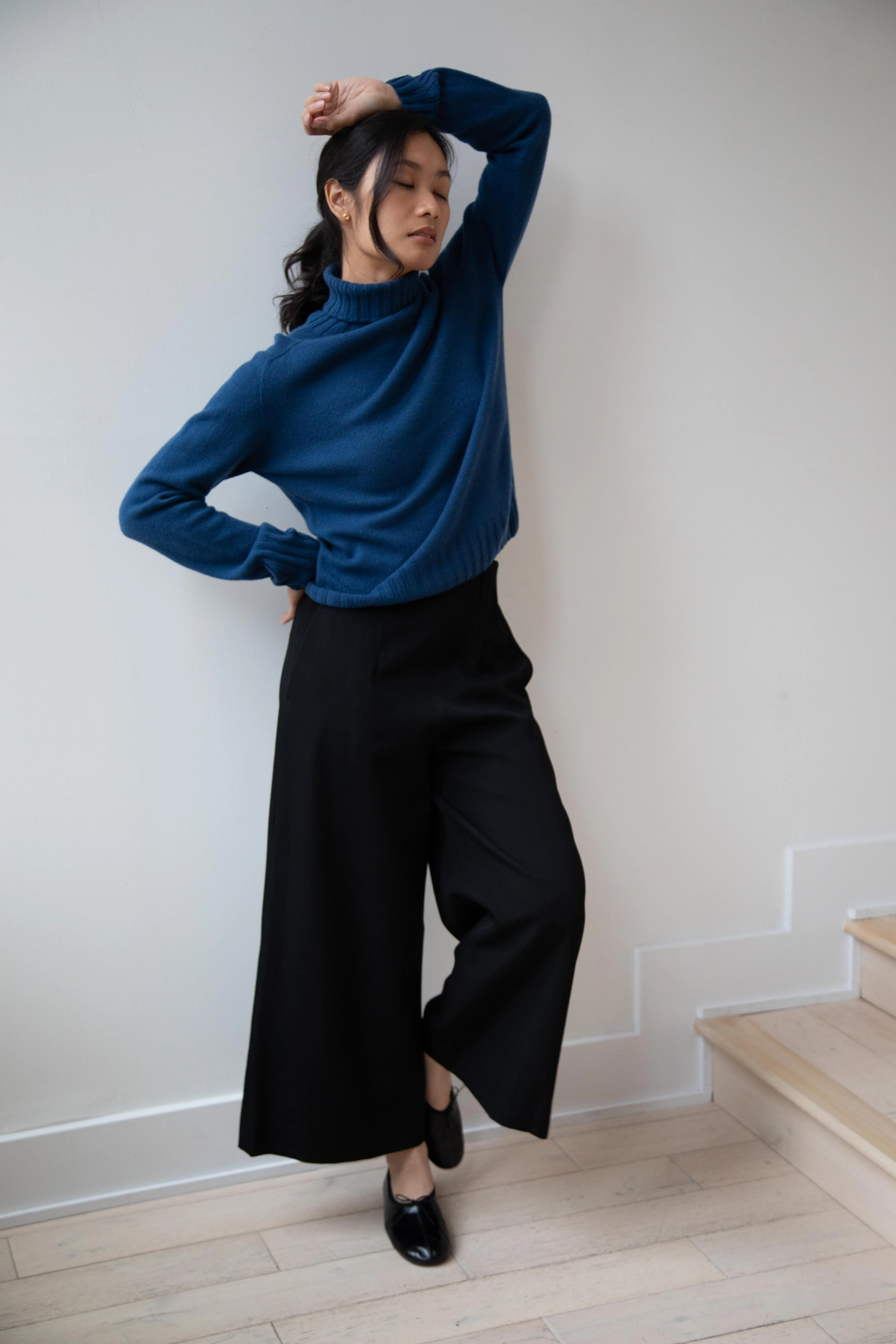 Margaret Howell | Wide Roll Neck Sweater in Steel Blue - Image 5