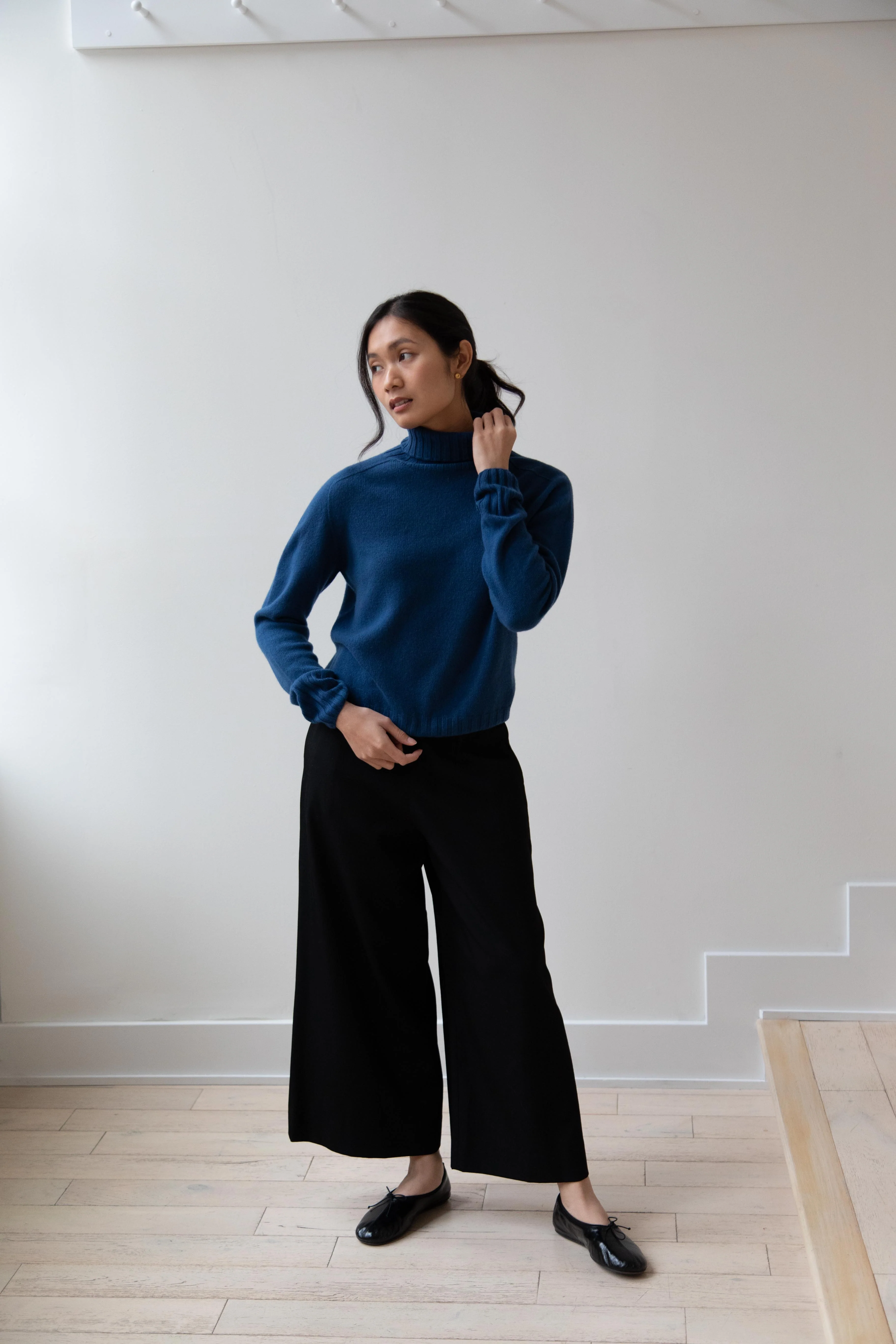 Margaret Howell | Wide Roll Neck Sweater in Steel Blue - Image 9