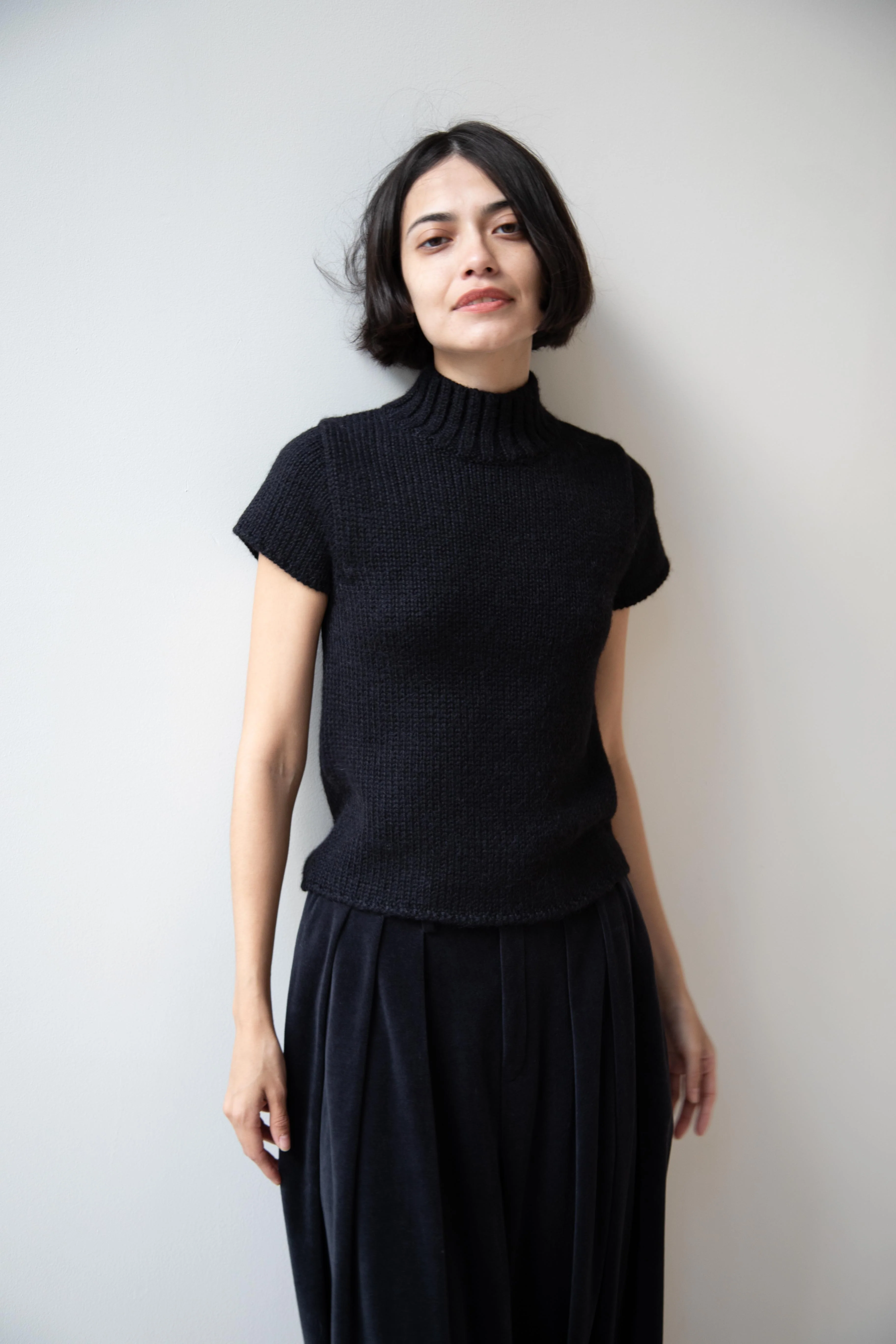 Nothing Written | Benico Half Neck Knit Shirt in Black