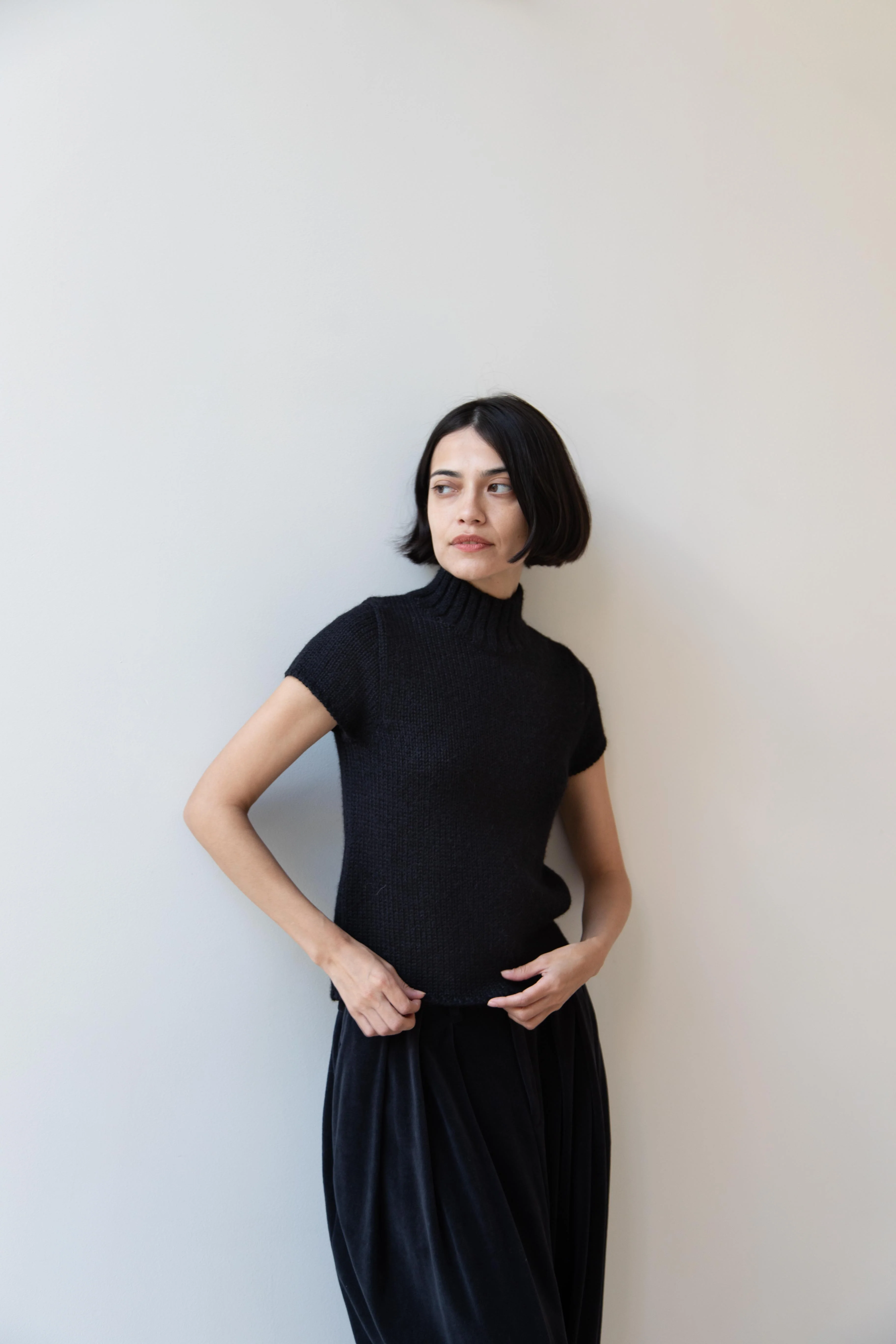 Nothing Written | Benico Half Neck Knit Shirt in Black - Image 14