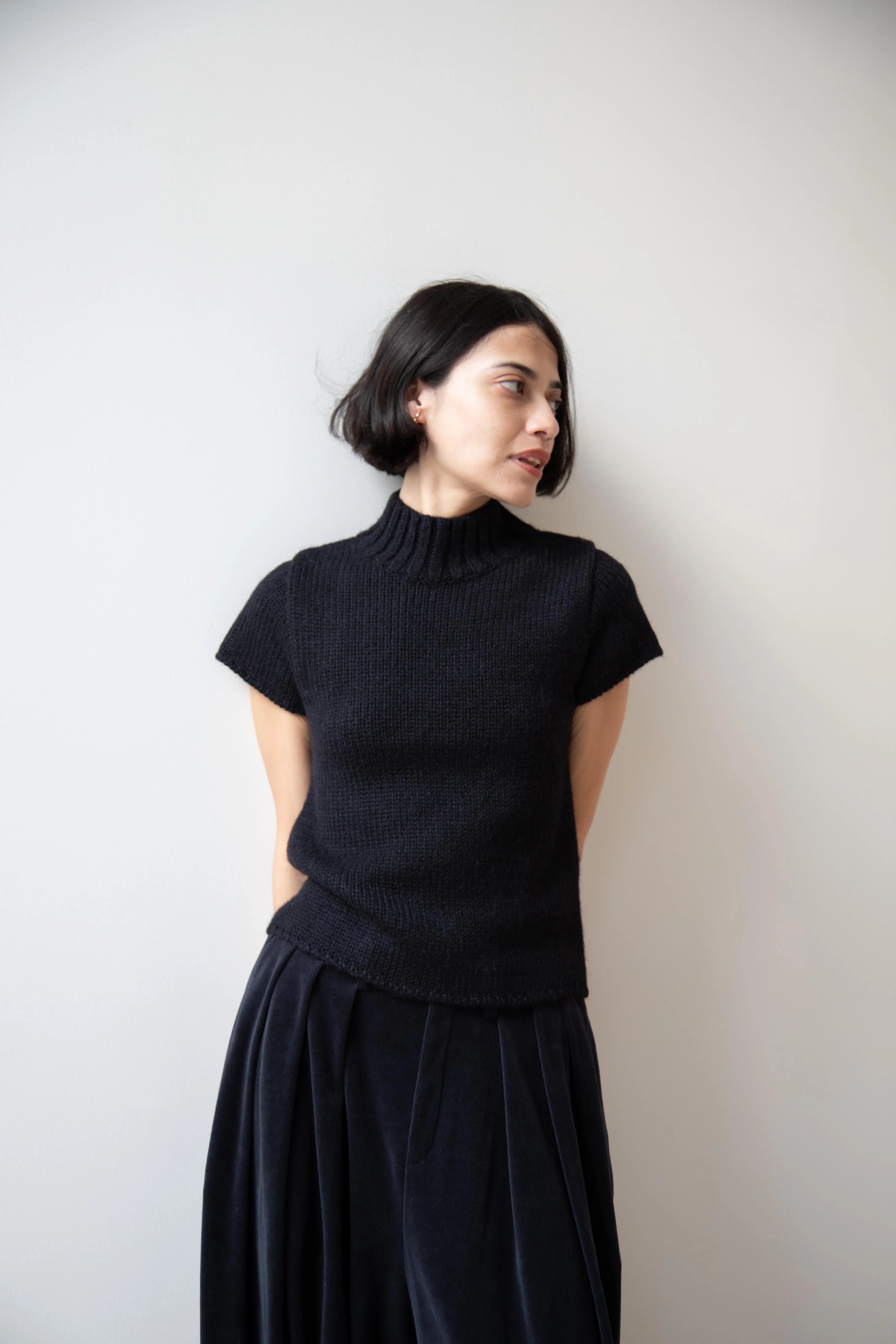 Nothing Written | Benico Half Neck Knit Shirt in Black - Image 2