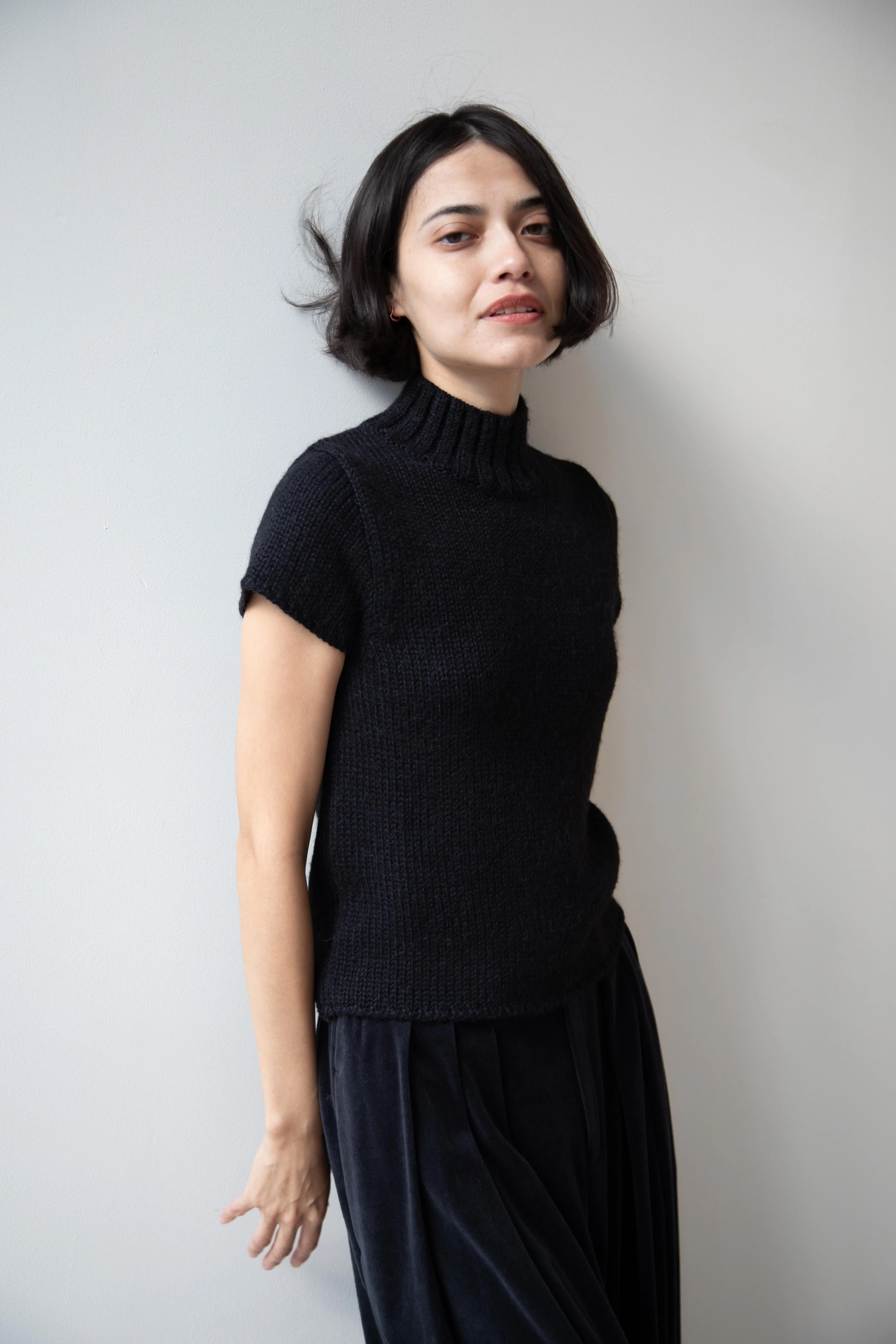 Nothing Written | Benico Half Neck Knit Shirt in Black - Image 3