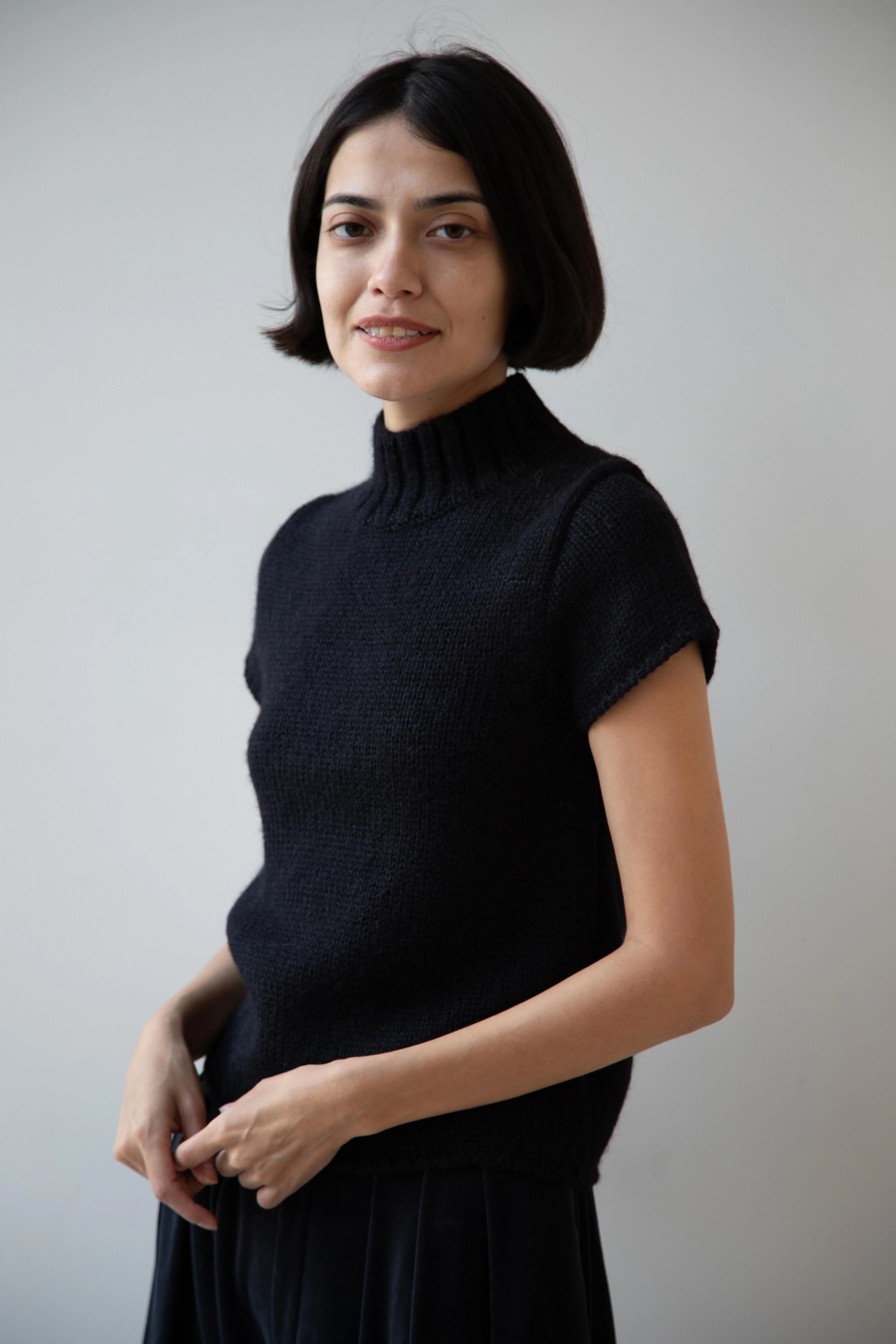 Nothing Written | Benico Half Neck Knit Shirt in Black - Image 4