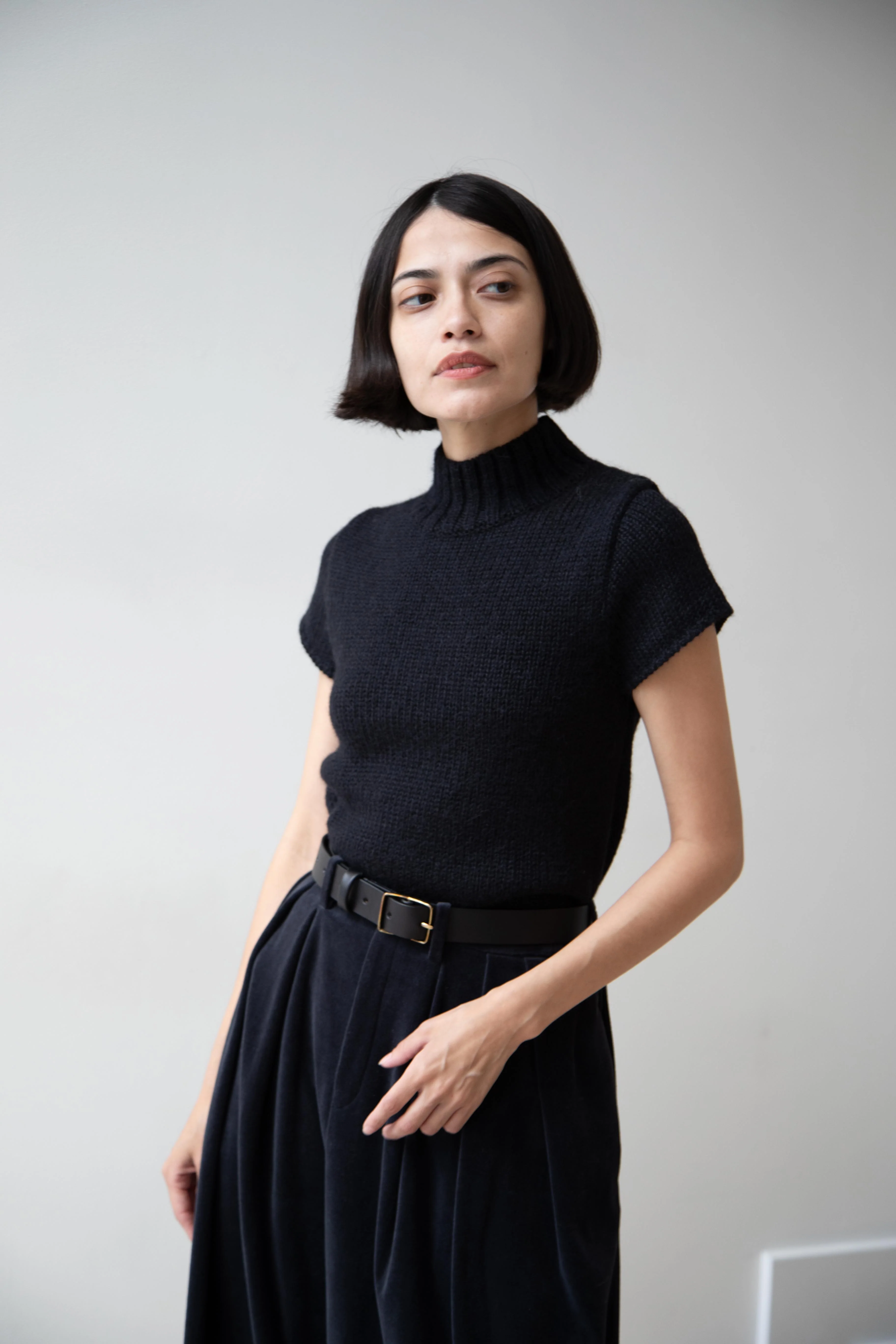 Nothing Written | Benico Half Neck Knit Shirt in Black - Image 52