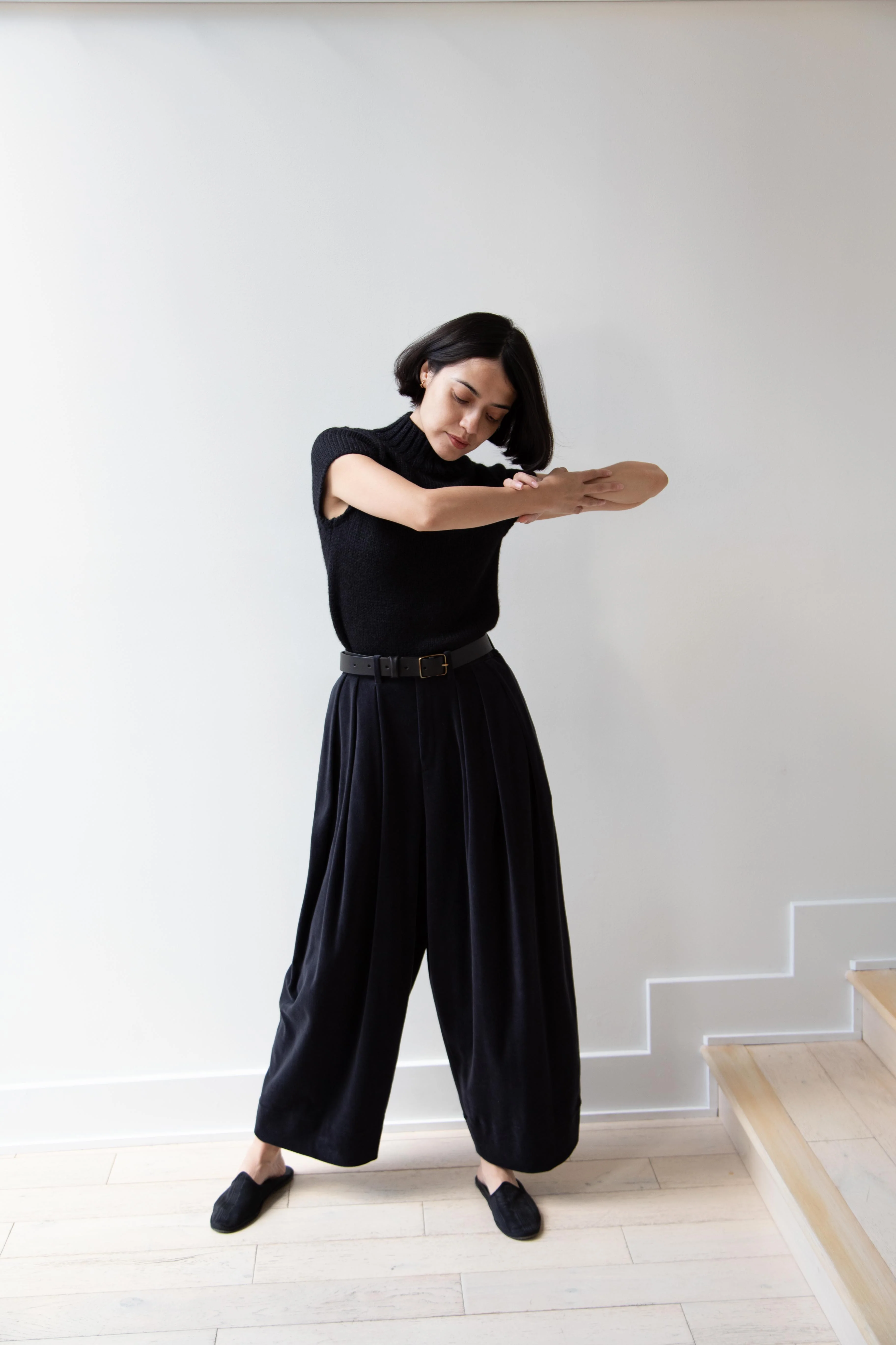 Nothing Written | Benico Half Neck Knit Shirt in Black - Image 56
