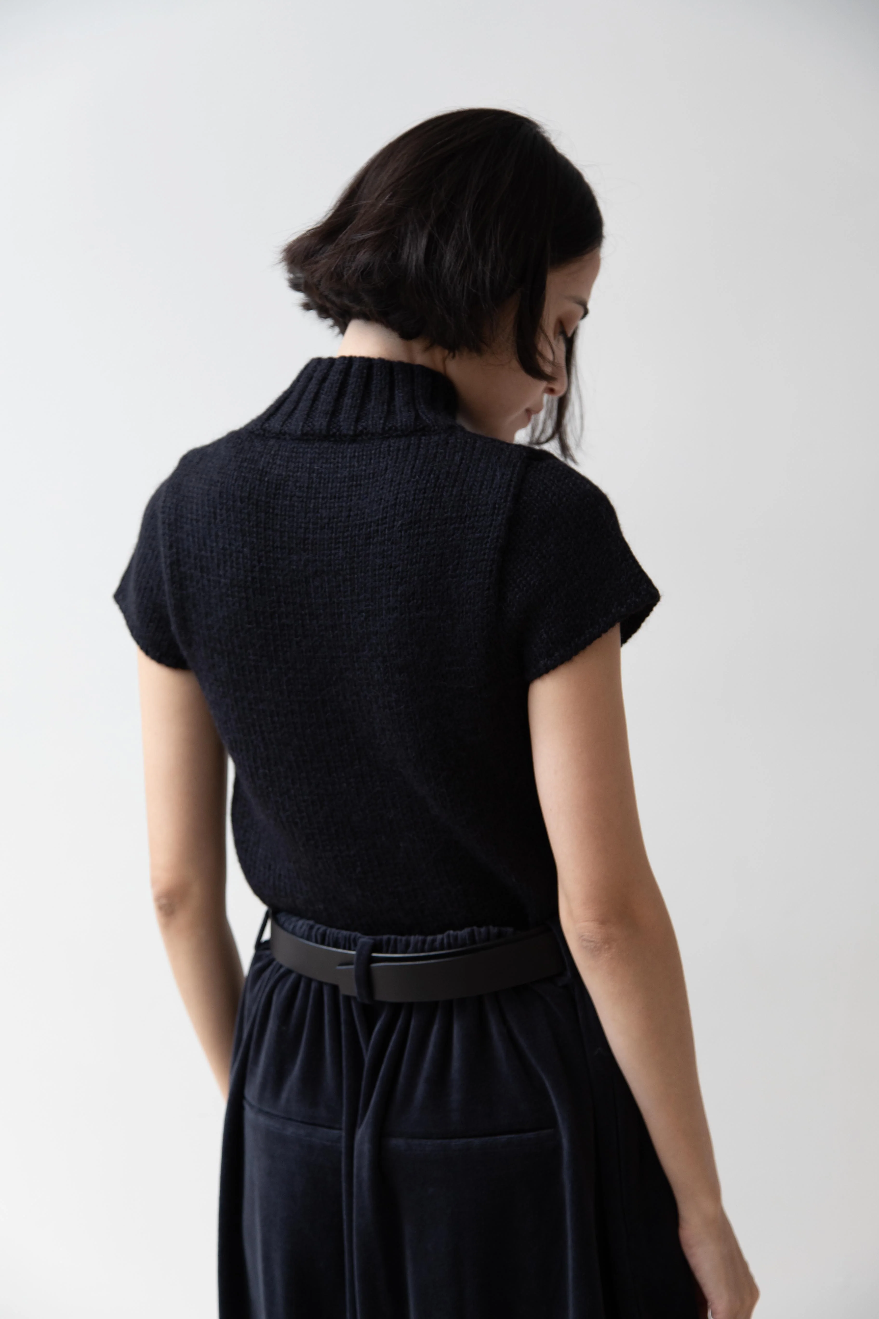 Nothing Written | Benico Half Neck Knit Shirt in Black - Image 63