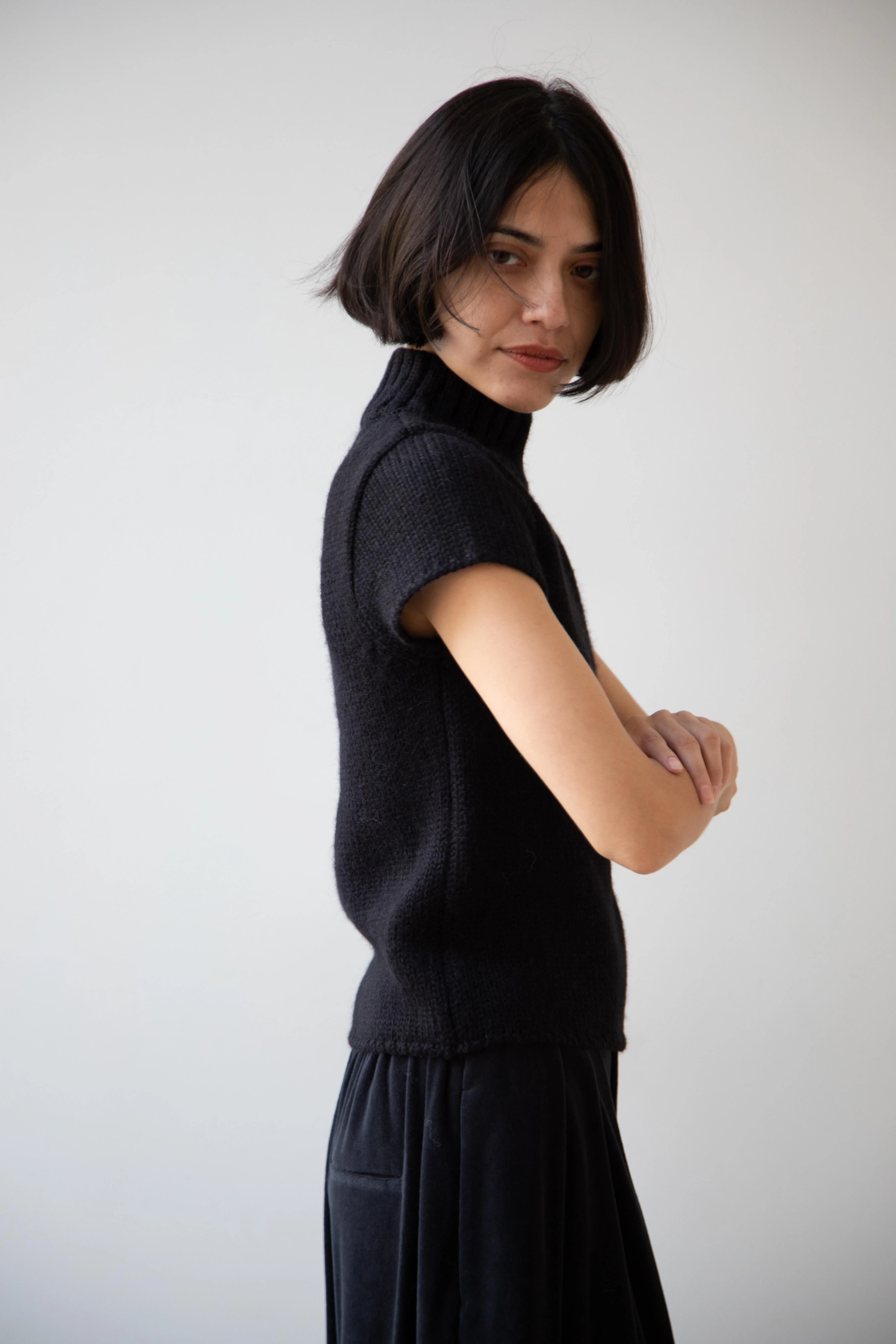 Nothing Written | Benico Half Neck Knit Shirt in Black - Image 8