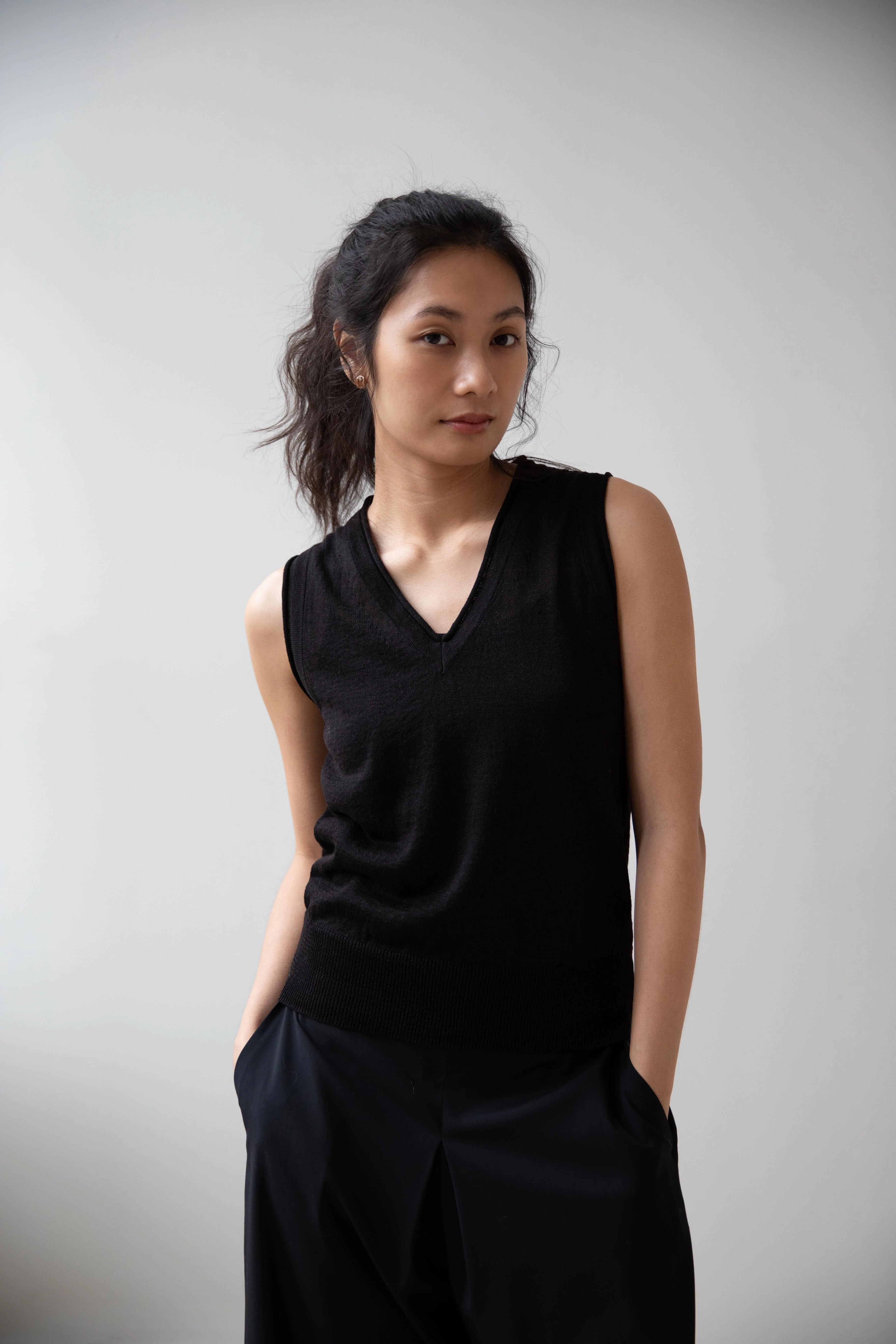 Nothing Written | Dore V-Neck Tank Top in Black