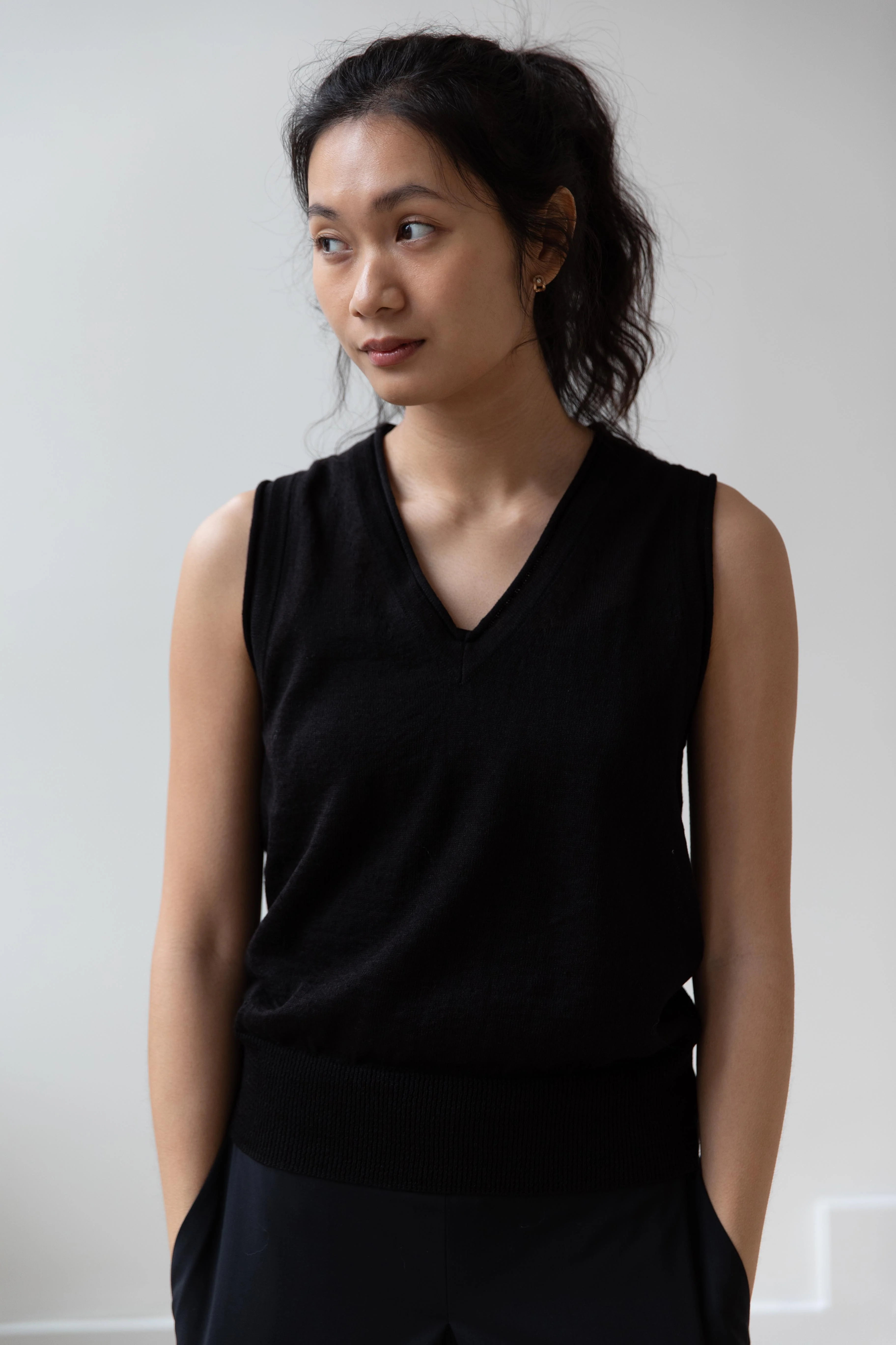 Nothing Written | Dore V-Neck Tank Top in Black - Image 2