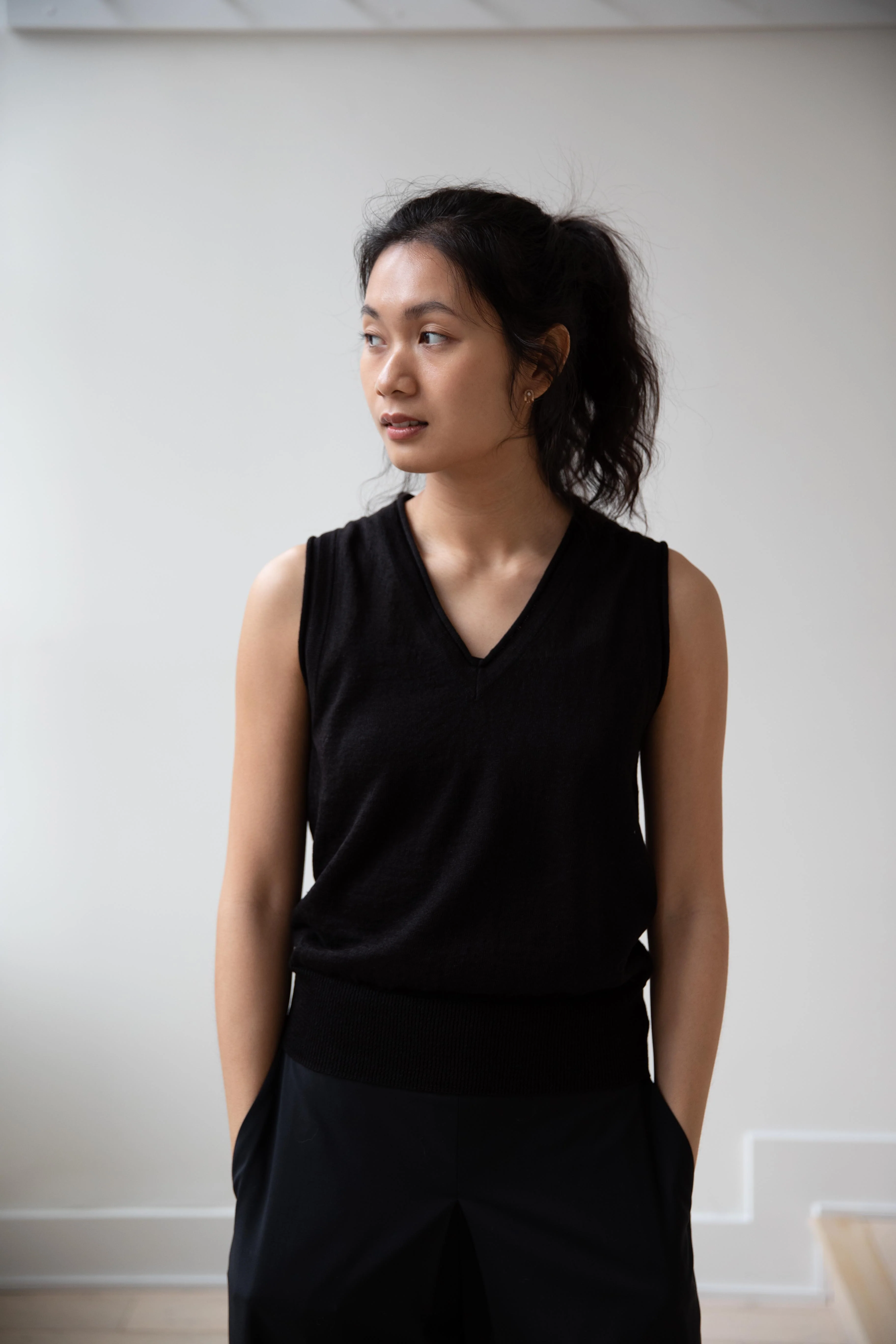 Nothing Written | Dore V-Neck Tank Top in Black - Image 3