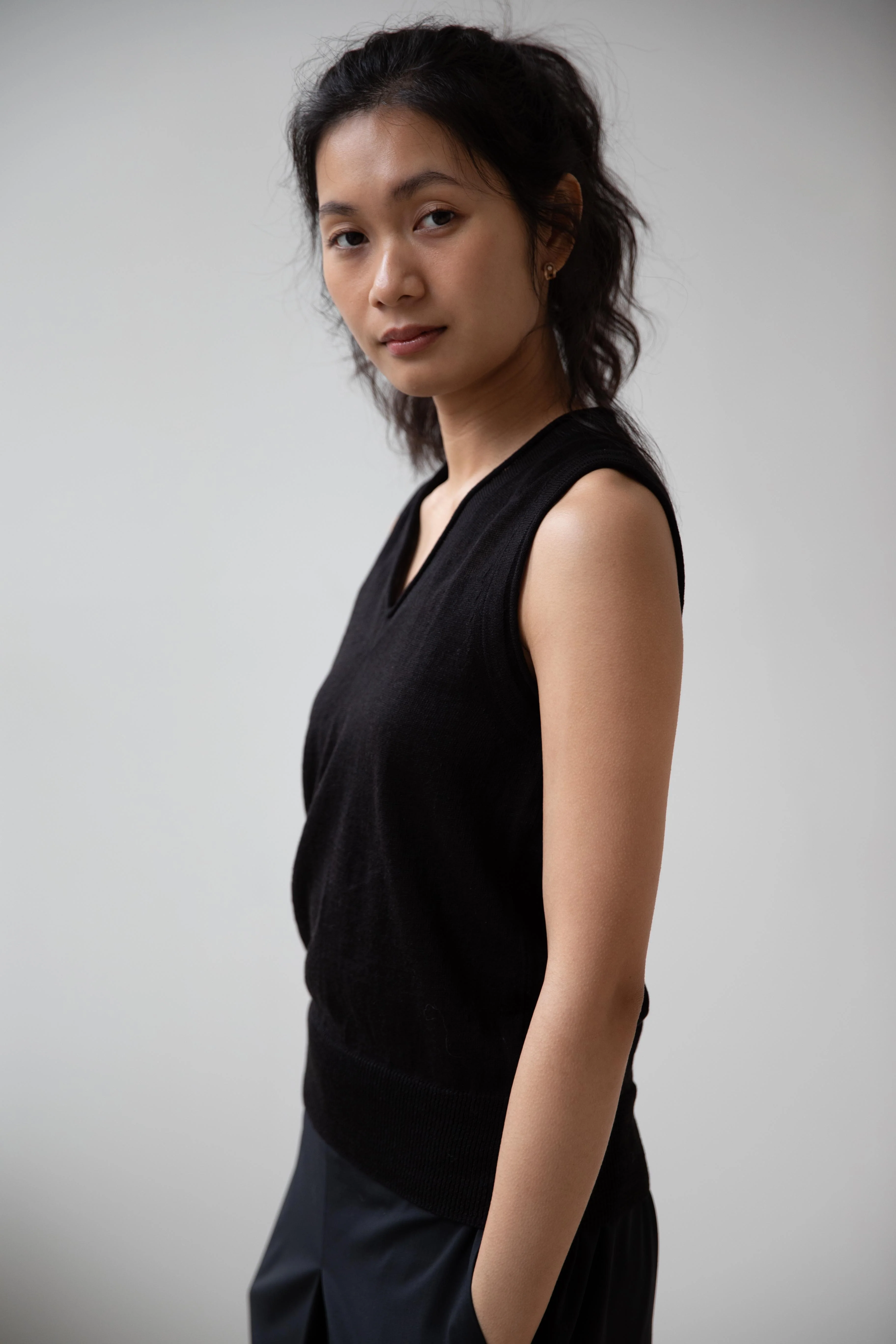 Nothing Written | Dore V-Neck Tank Top in Black - Image 6