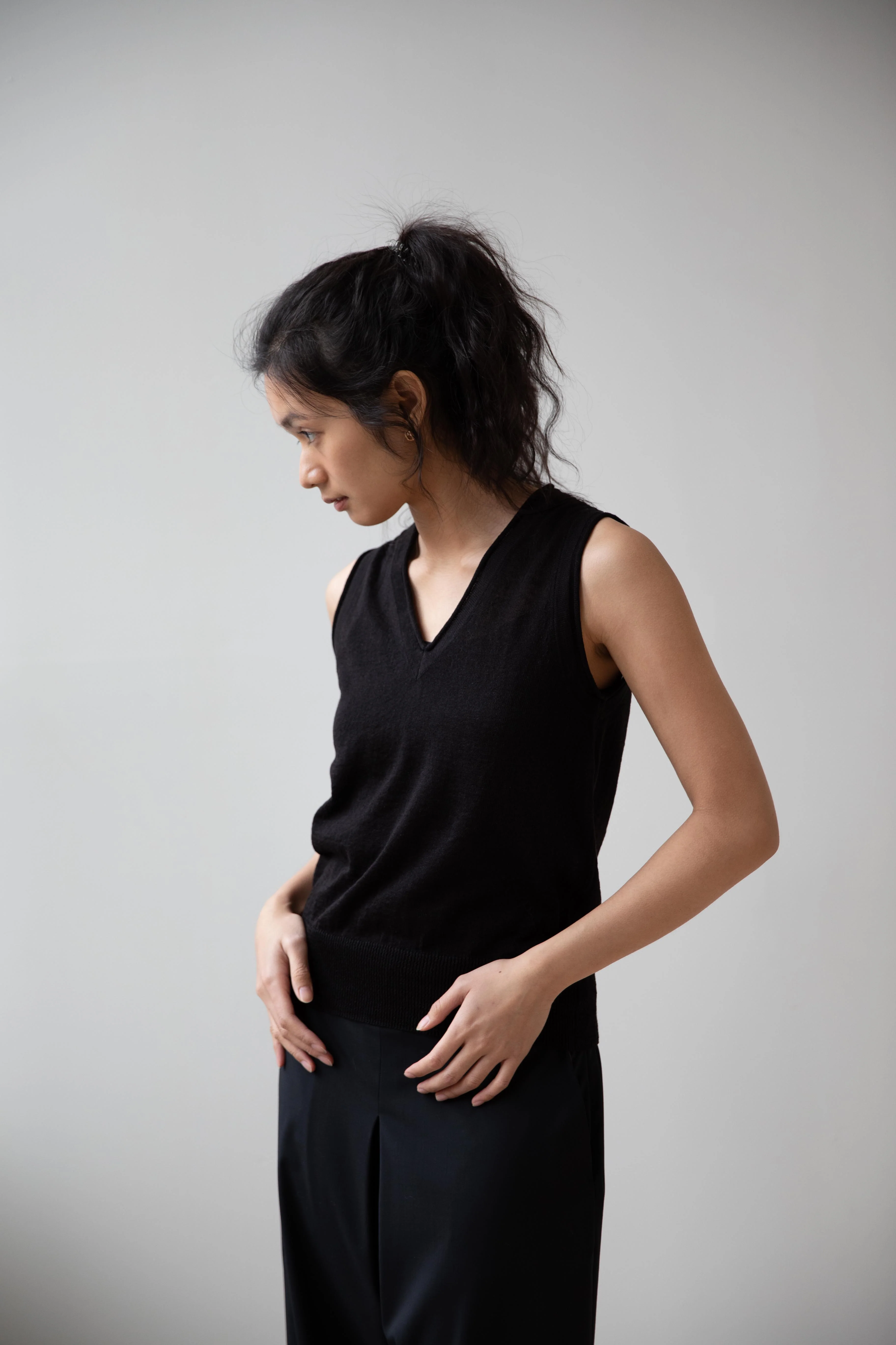 Nothing Written | Dore V-Neck Tank Top in Black - Image 9