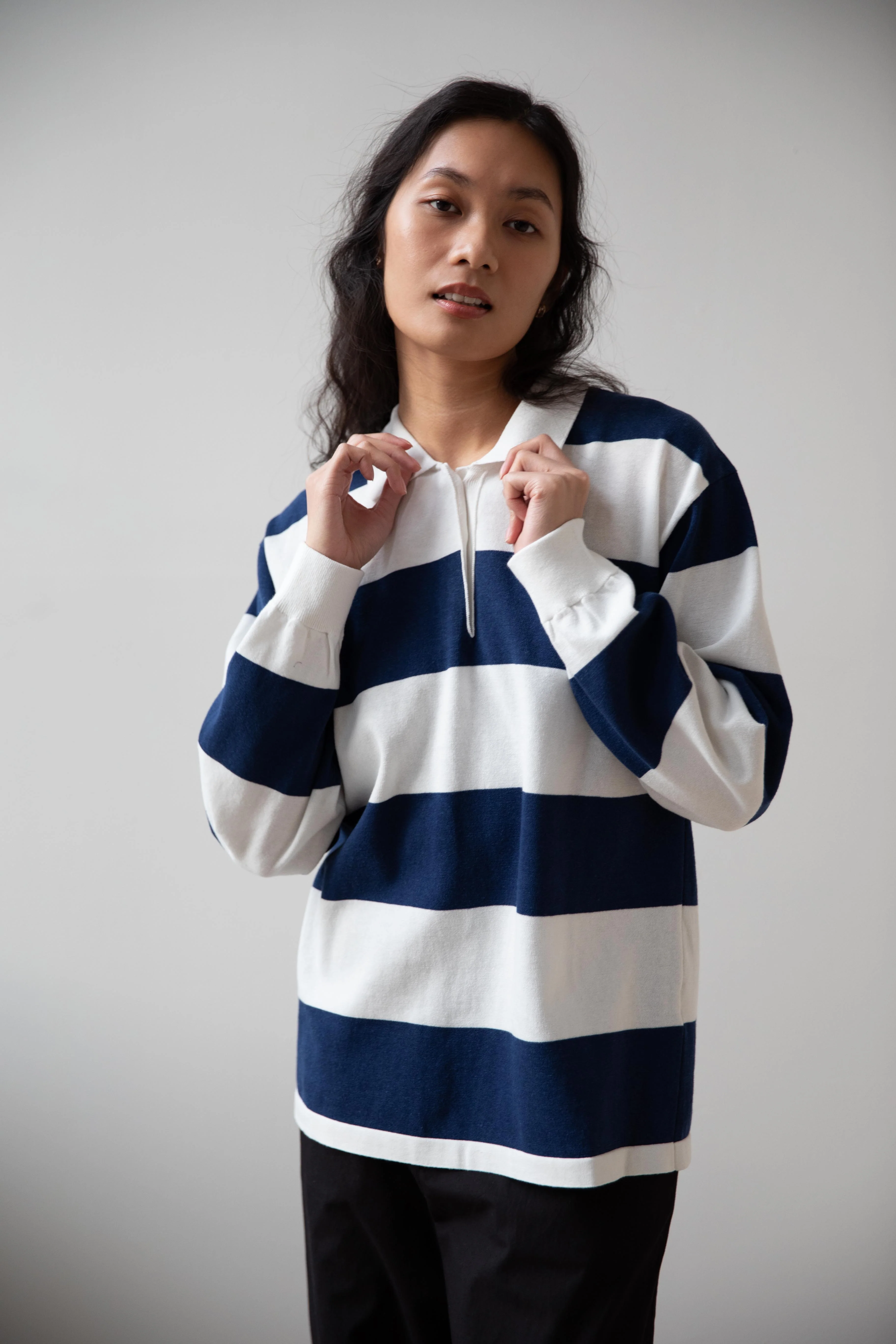 Nothing Written | Stripe Collar Knit Polo - Image 2