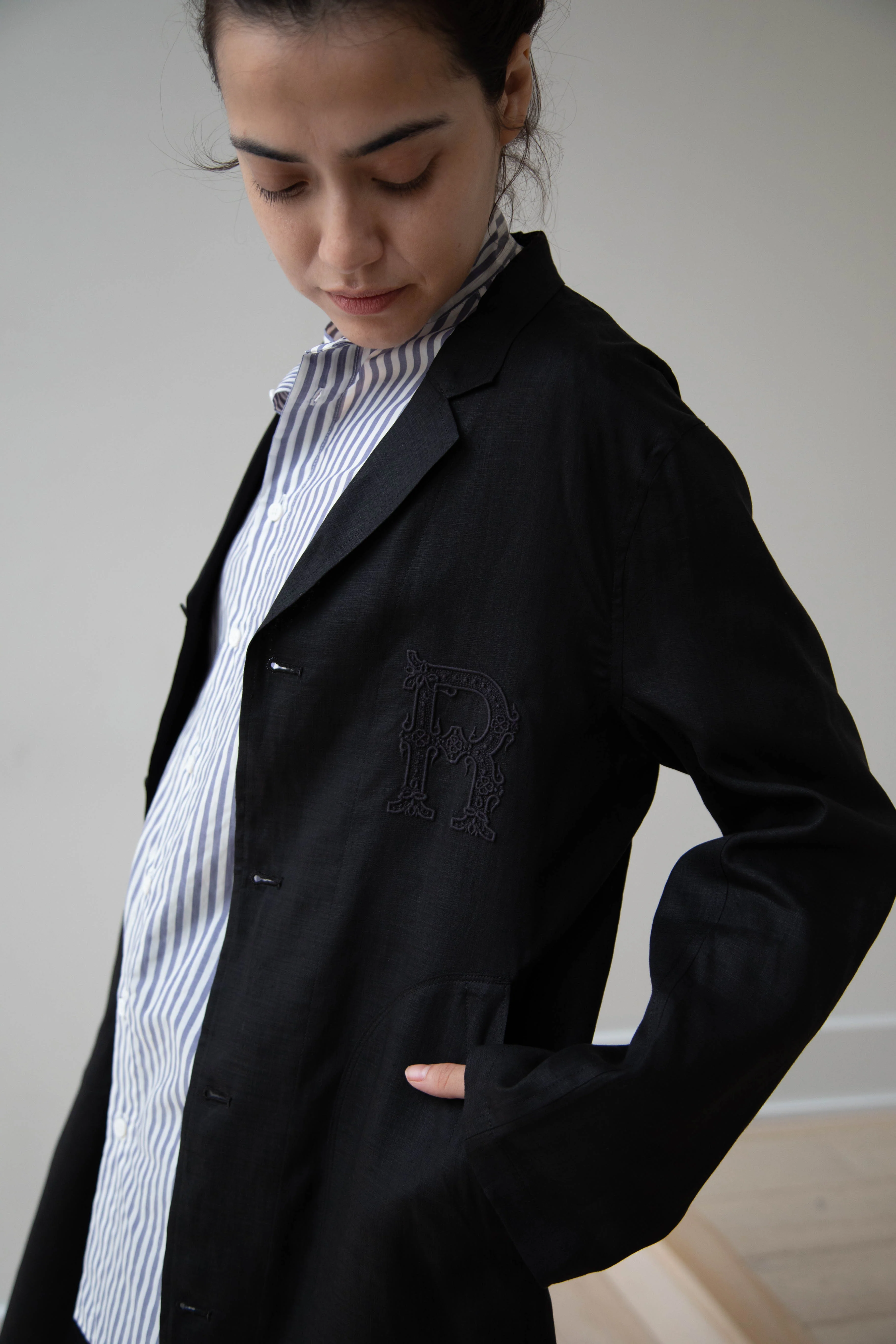 Old Man's Tailor | Embroidered Work Coat Black - Image 18
