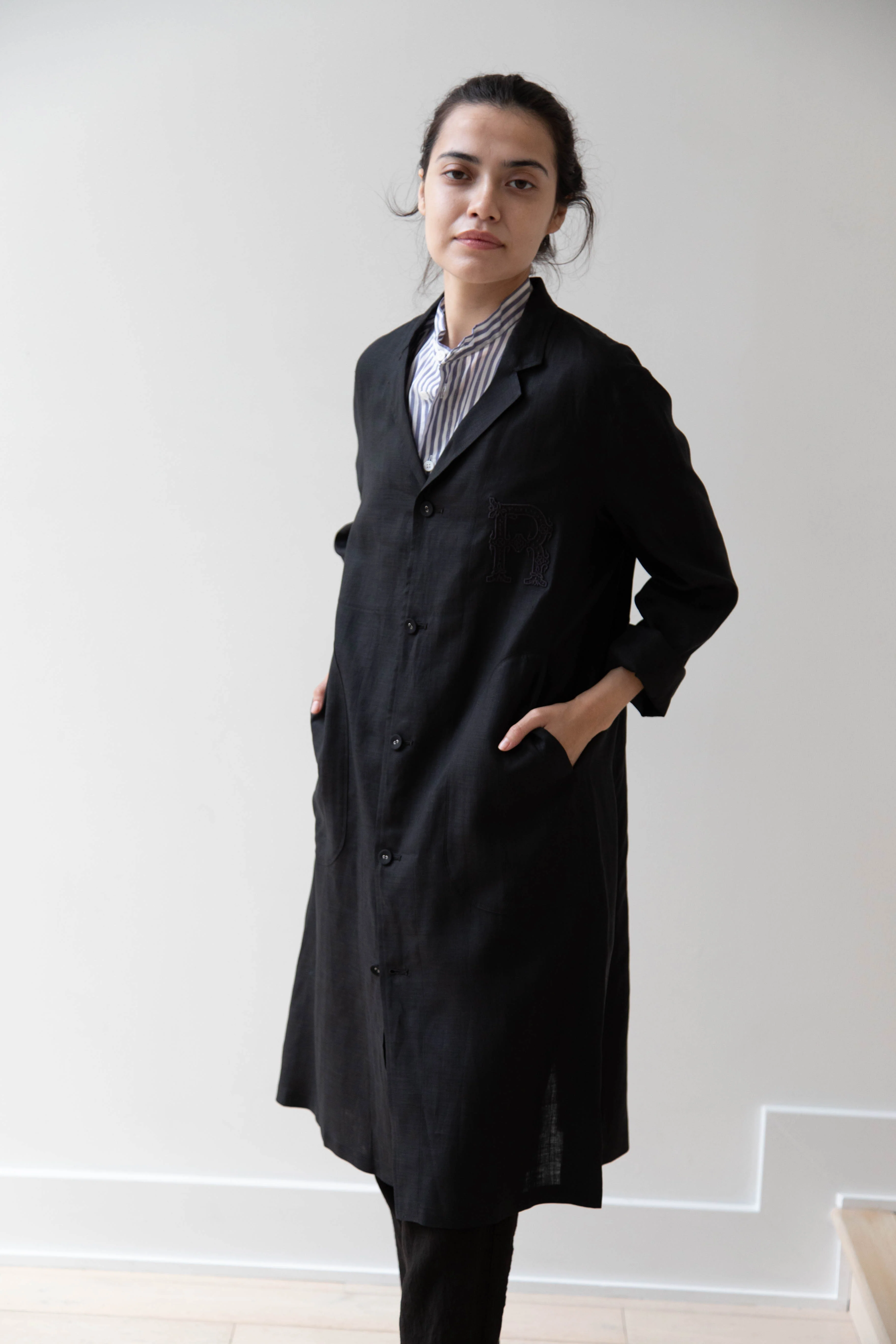 Old Man's Tailor | Embroidered Work Coat Black - Image 27