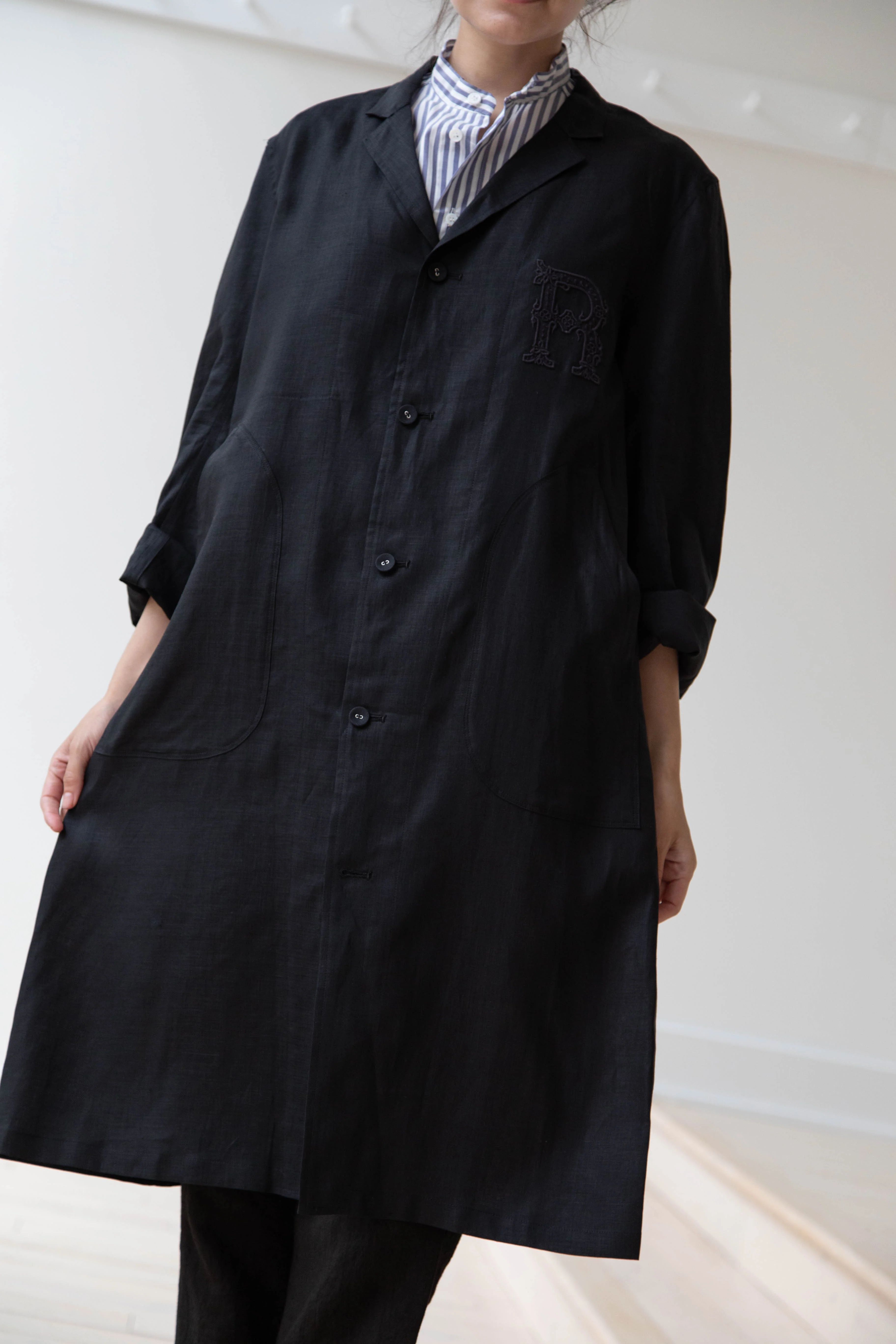 Old Man's Tailor | Embroidered Work Coat Black - Image 31
