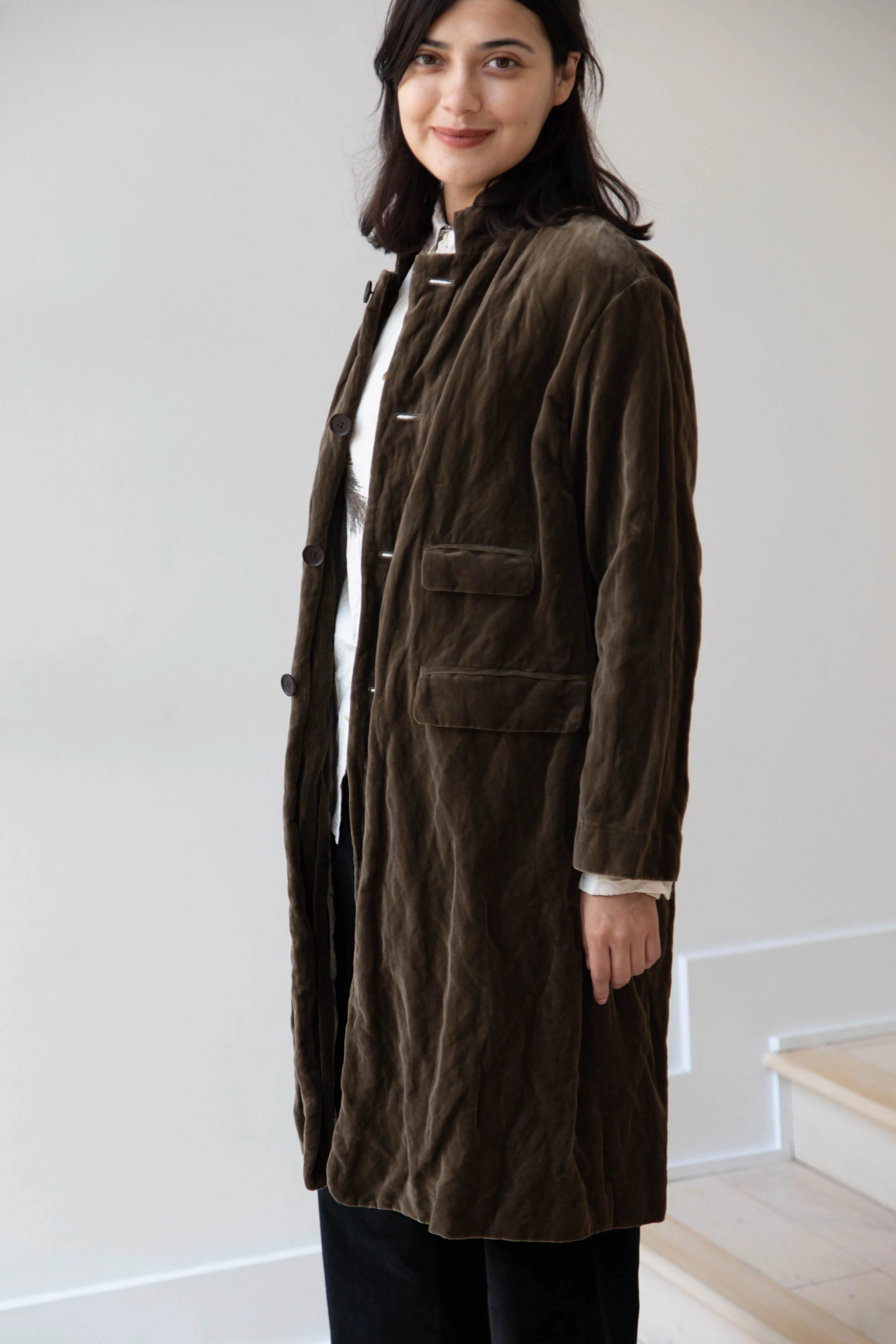 Pas de Calais | Velvet Coat in Khaki - Image 13