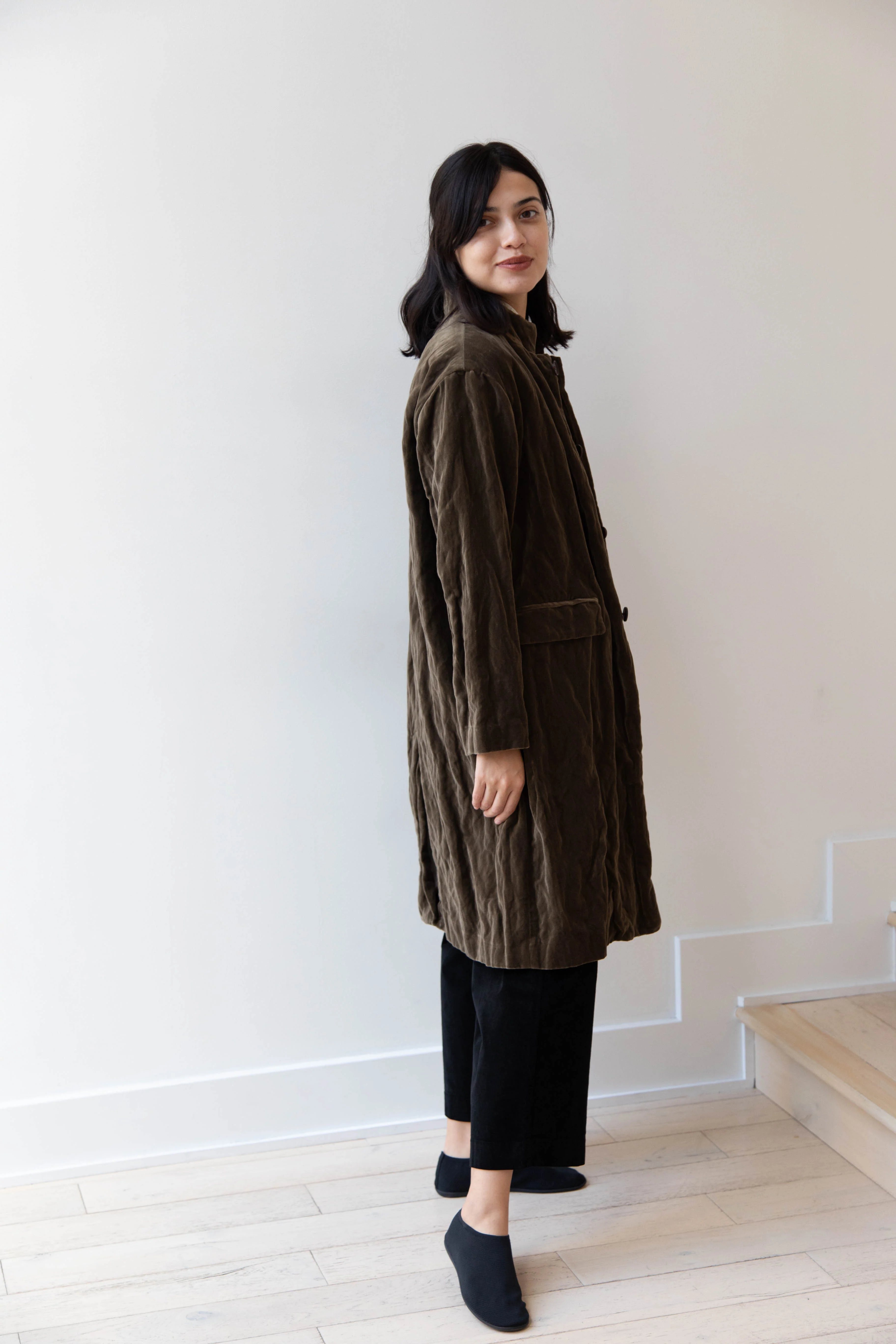 Pas de Calais | Velvet Coat in Khaki - Image 17