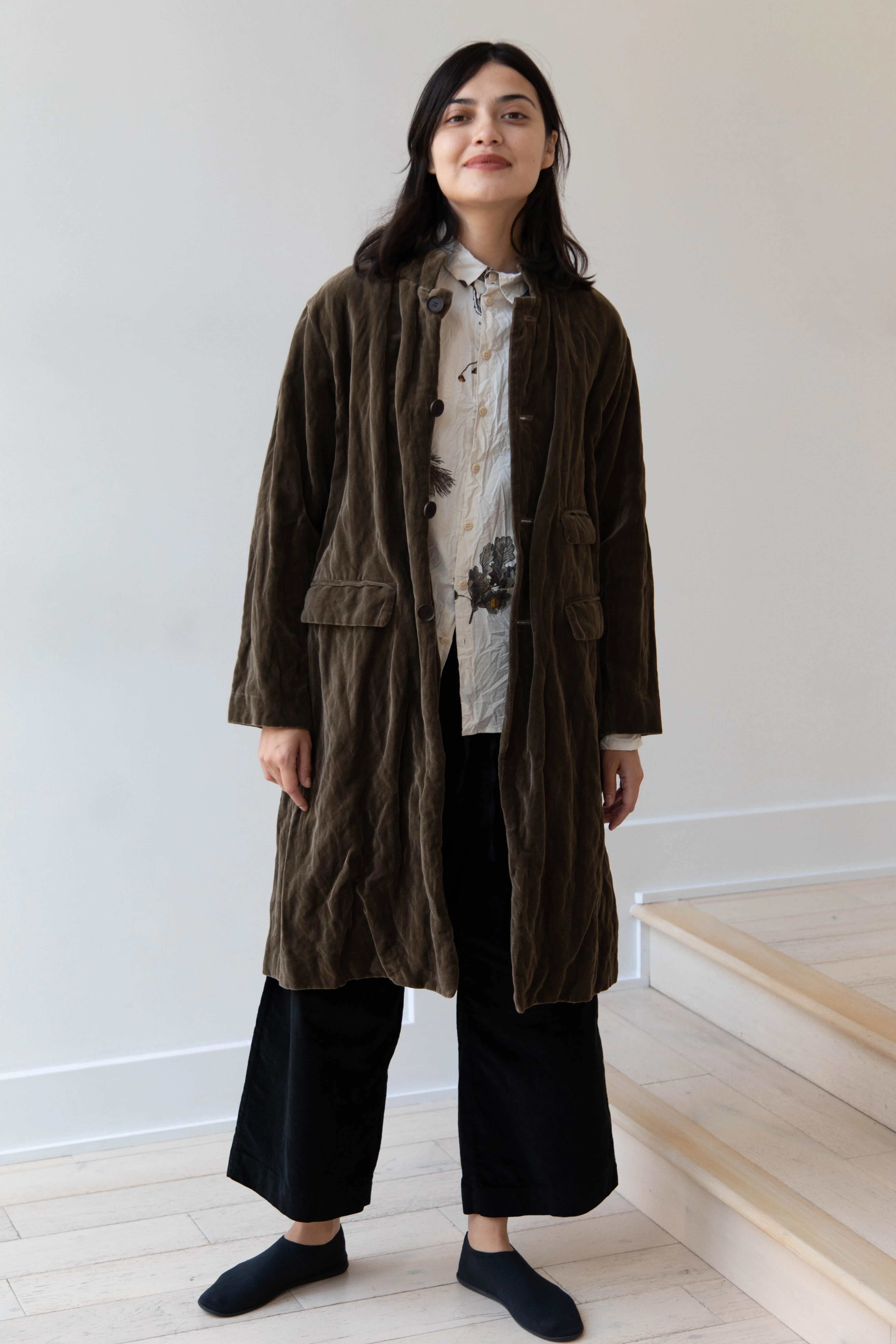 Pas de Calais | Velvet Coat in Khaki - Image 22