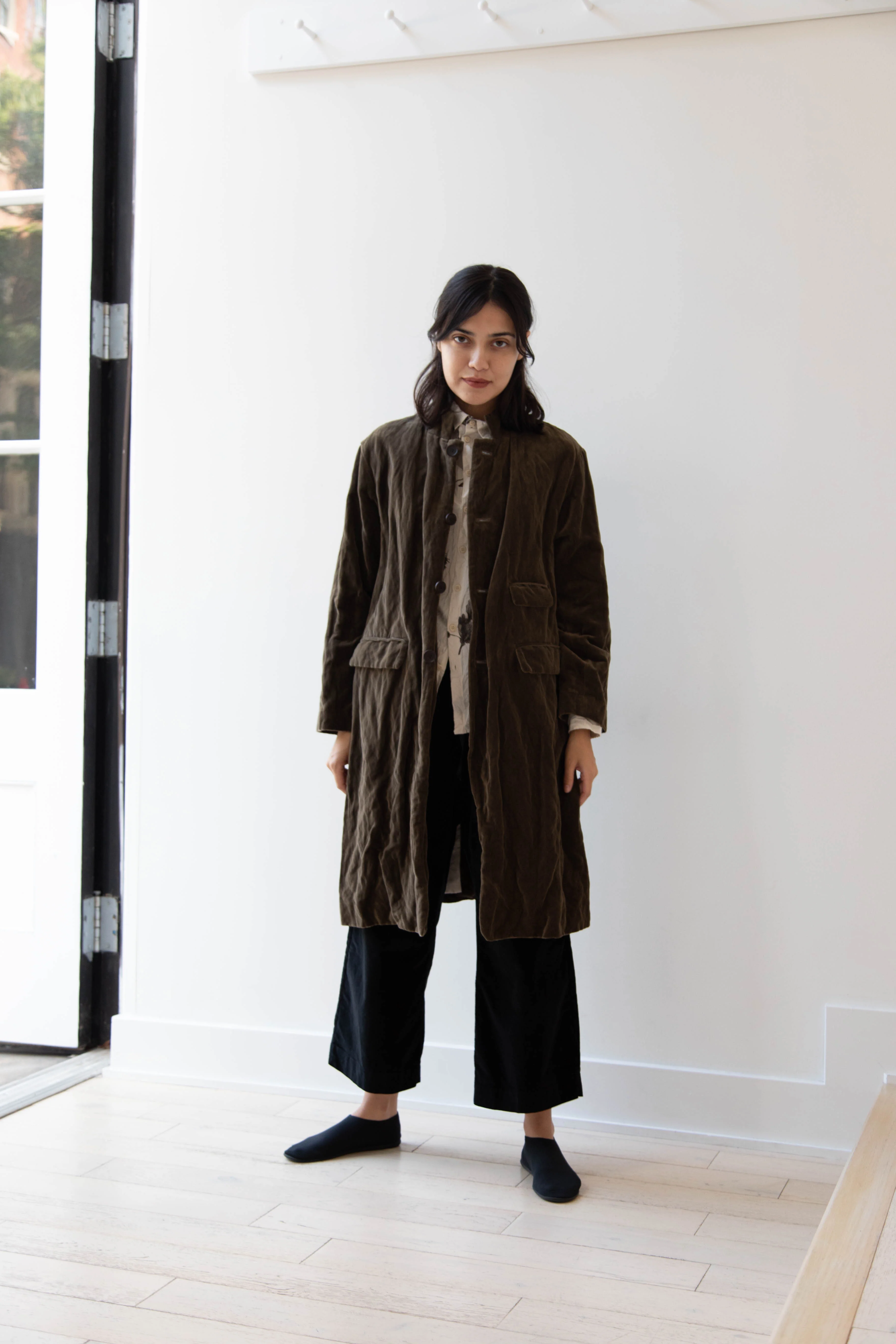Pas de Calais | Velvet Coat in Khaki - Image 31