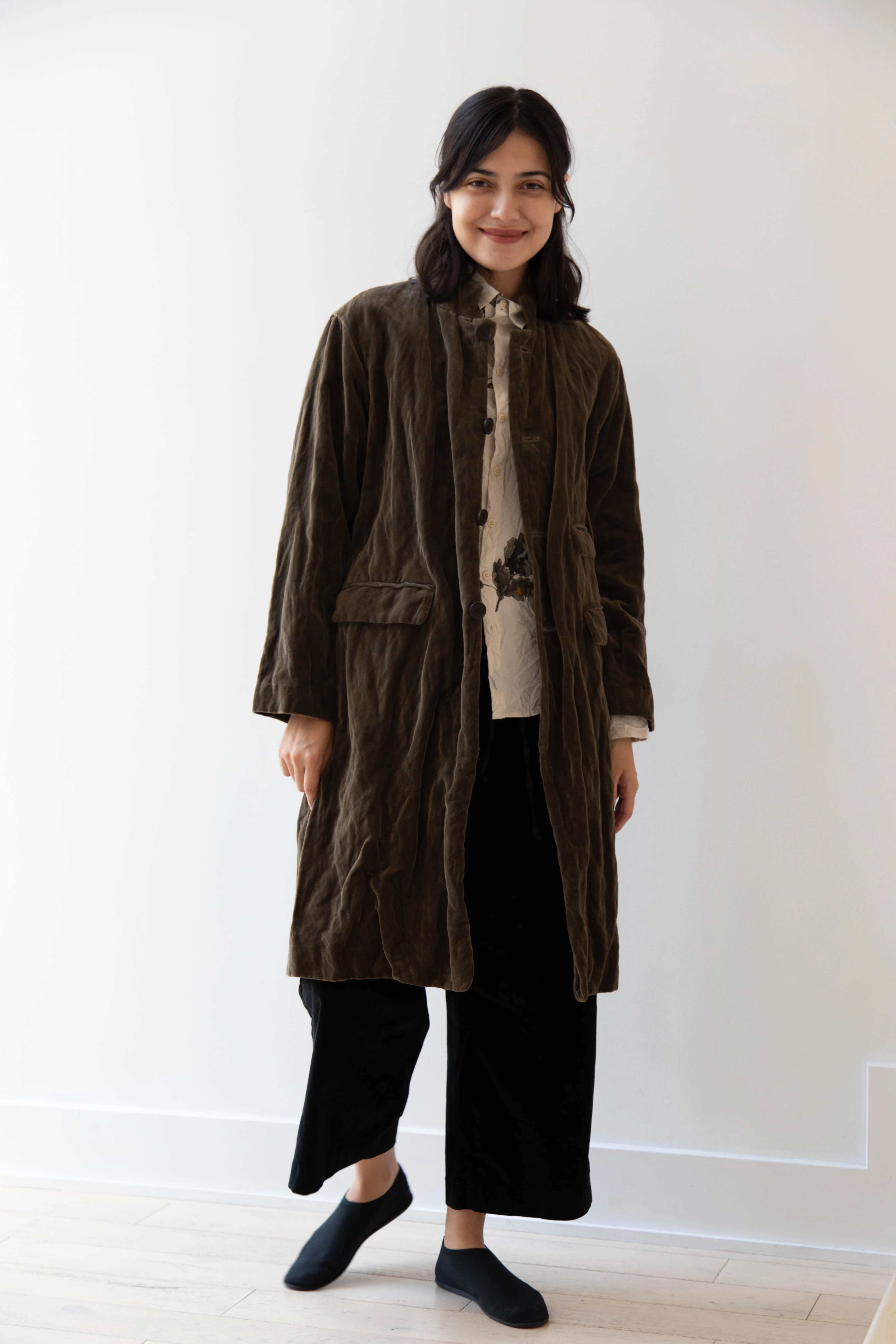 Pas de Calais | Velvet Coat in Khaki - Image 32
