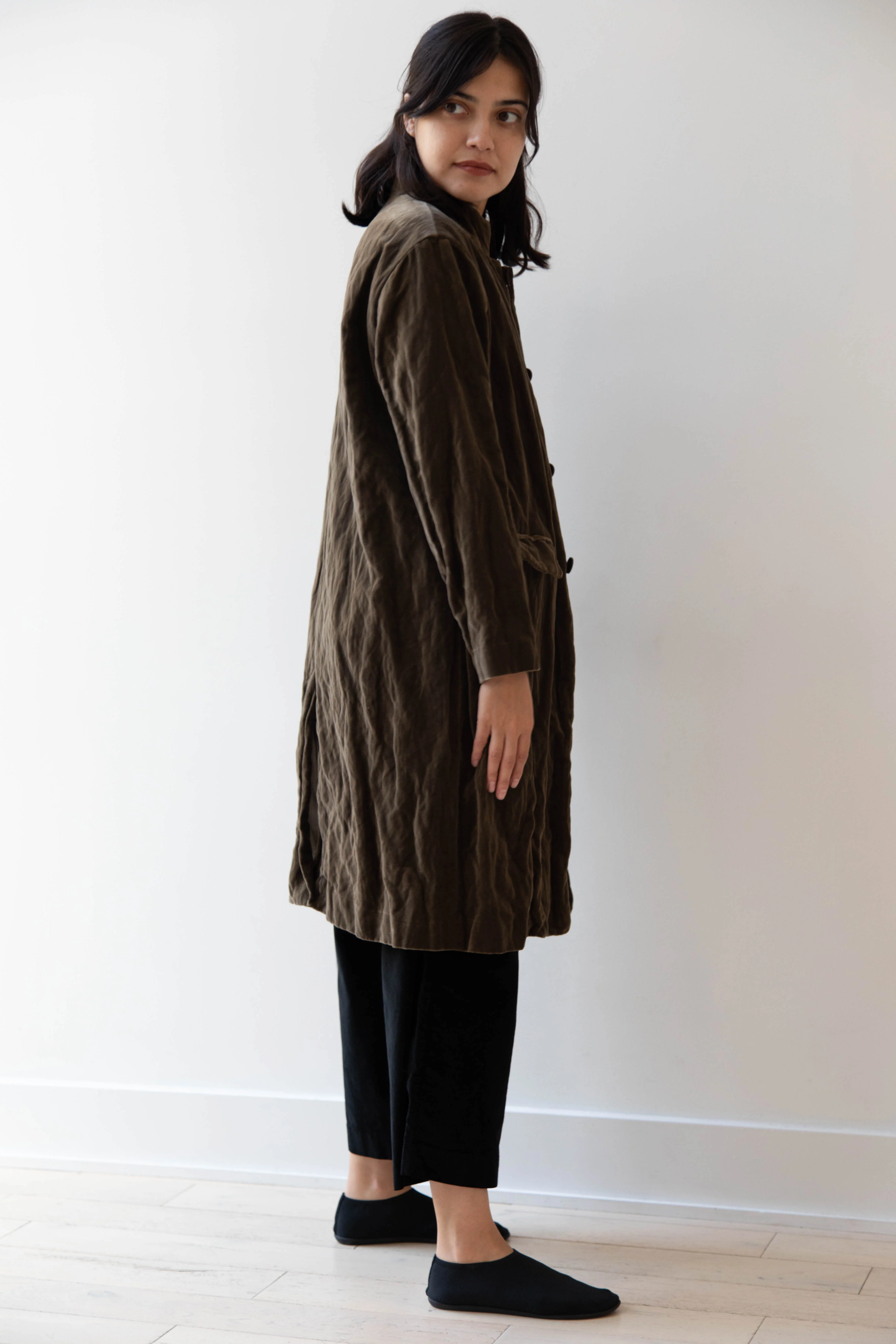 Pas de Calais | Velvet Coat in Khaki - Image 33