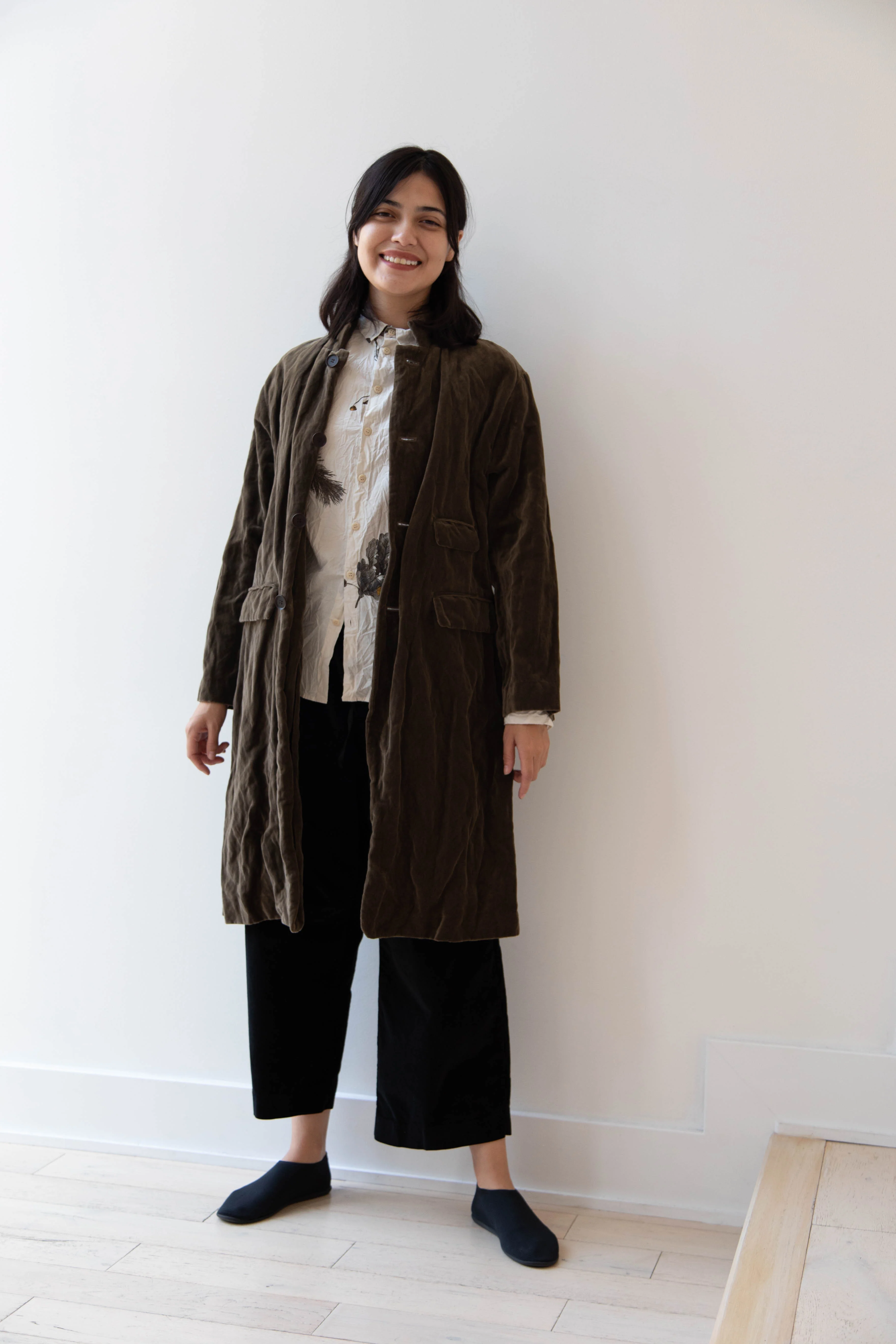 Pas de Calais | Velvet Coat in Khaki - Image 37