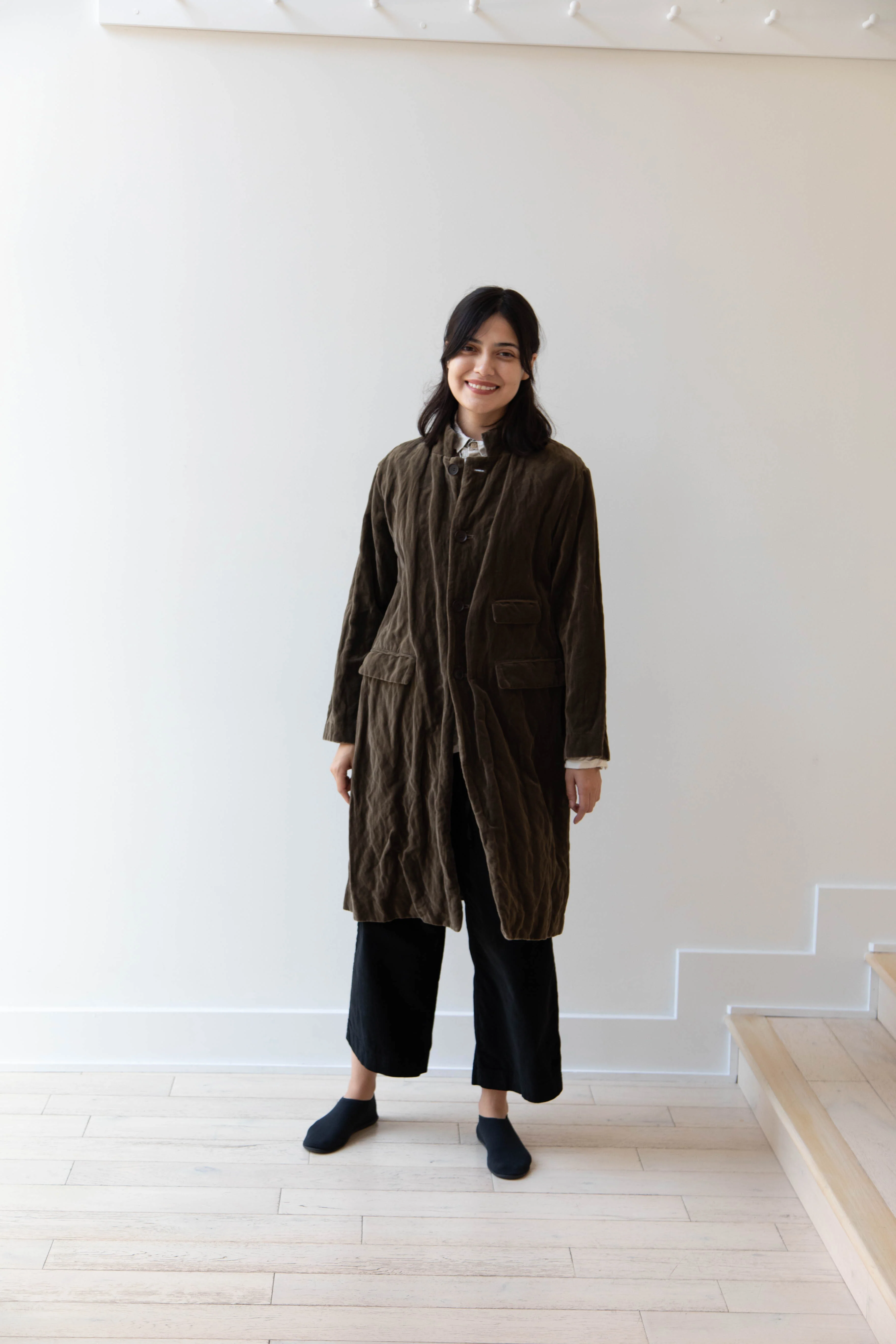 Pas de Calais | Velvet Coat in Khaki - Image 39