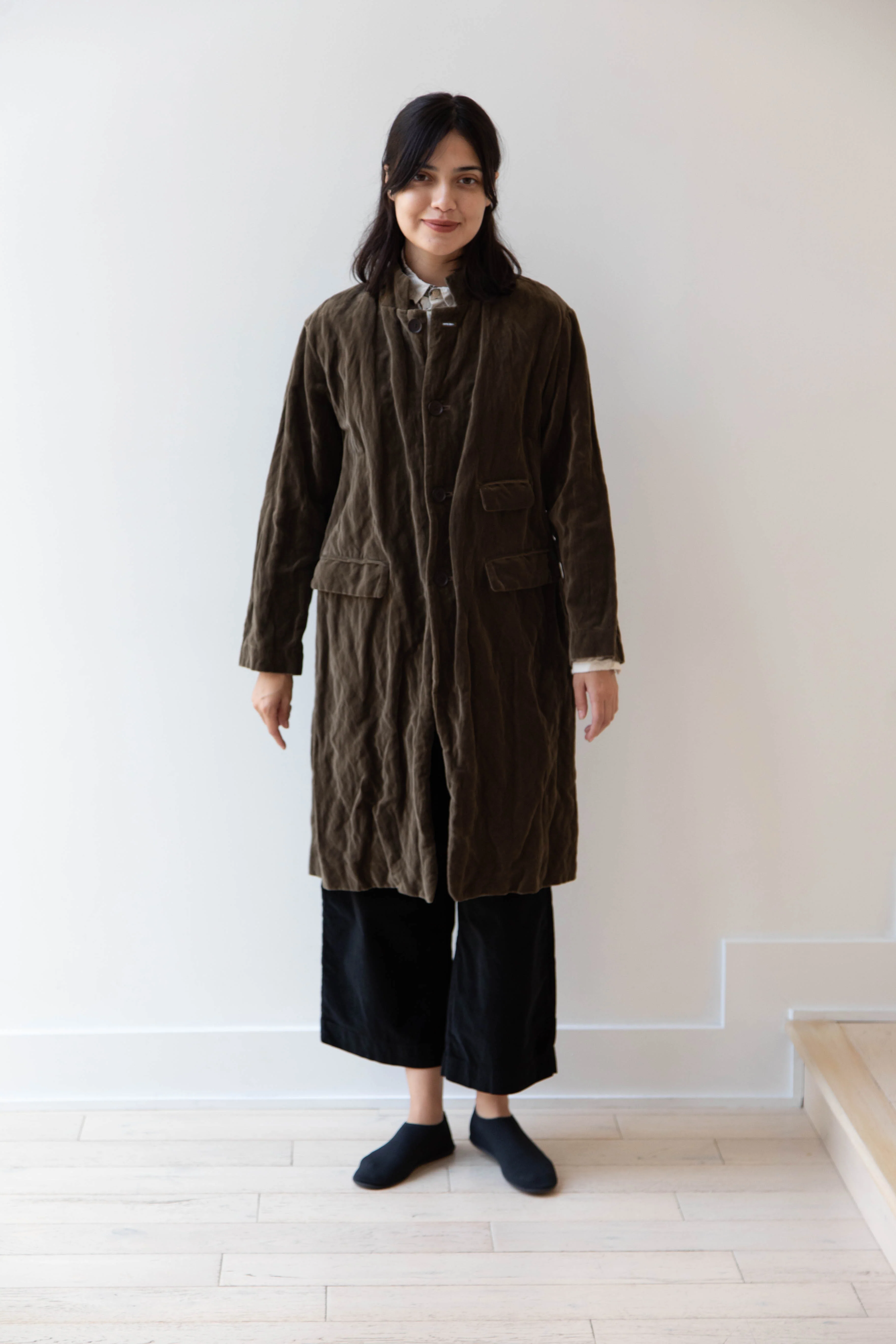 Pas de Calais | Velvet Coat in Khaki - Image 40