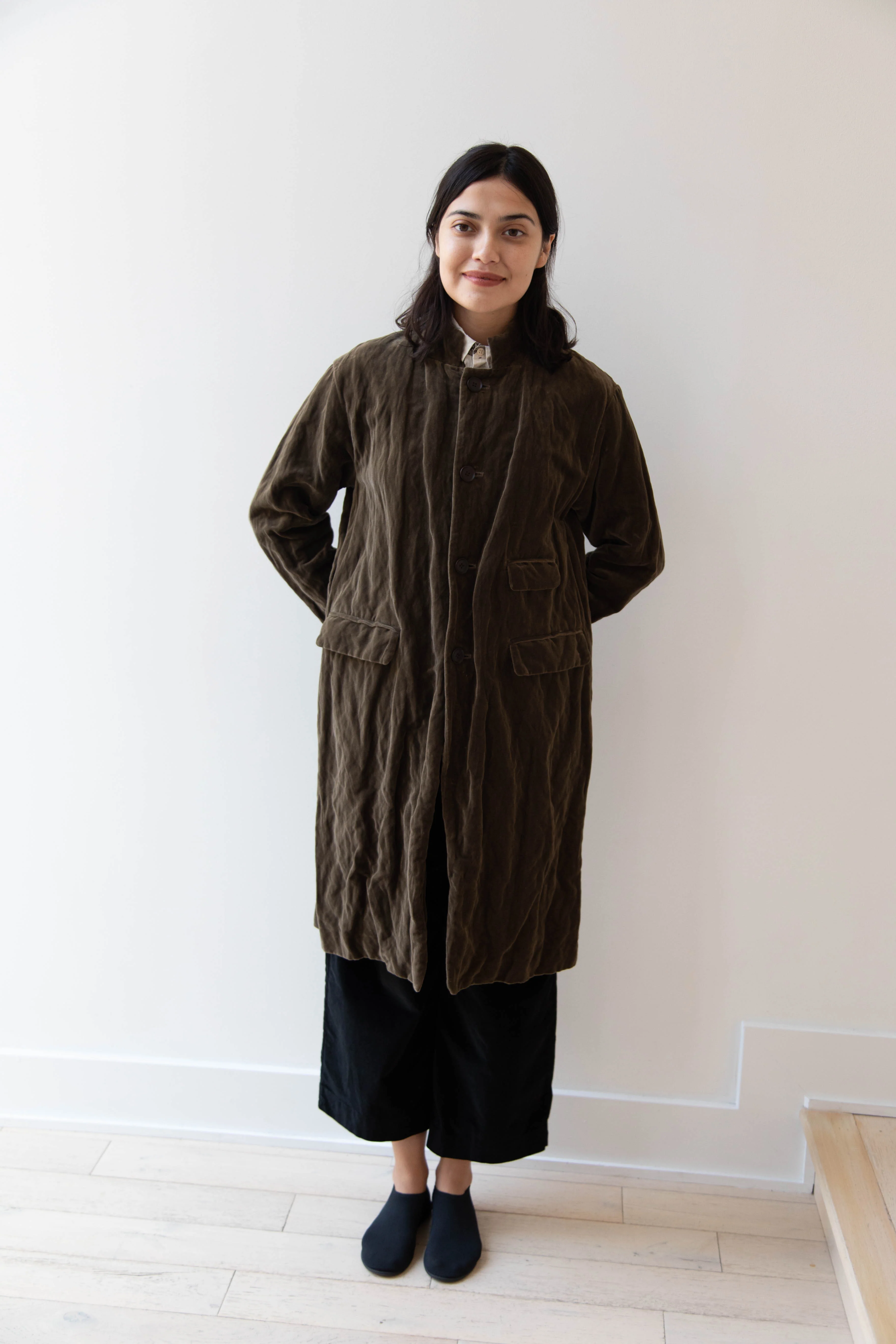 Pas de Calais | Velvet Coat in Khaki - Image 49