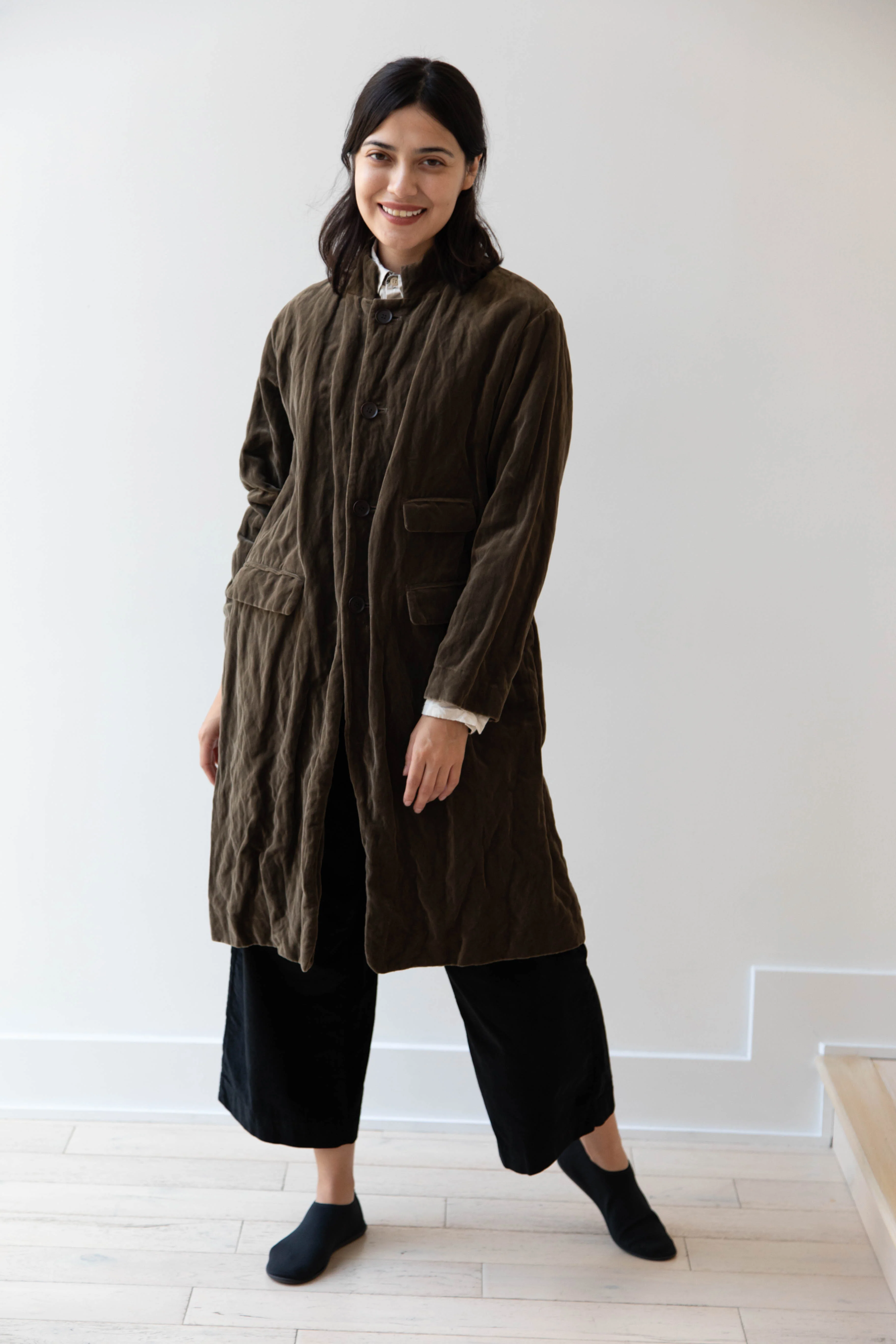 Pas de Calais | Velvet Coat in Khaki - Image 50
