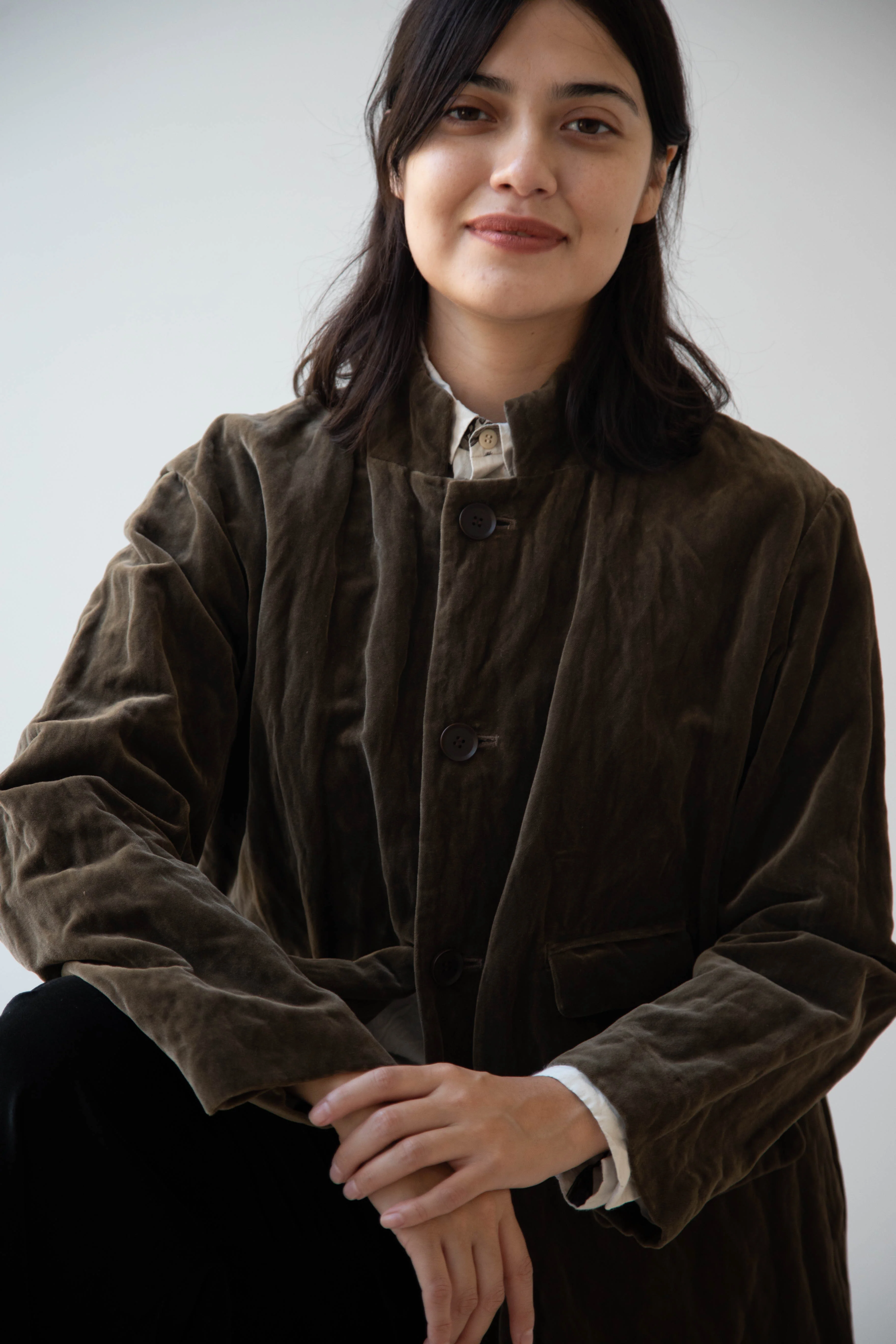 Pas de Calais | Velvet Coat in Khaki - Image 52