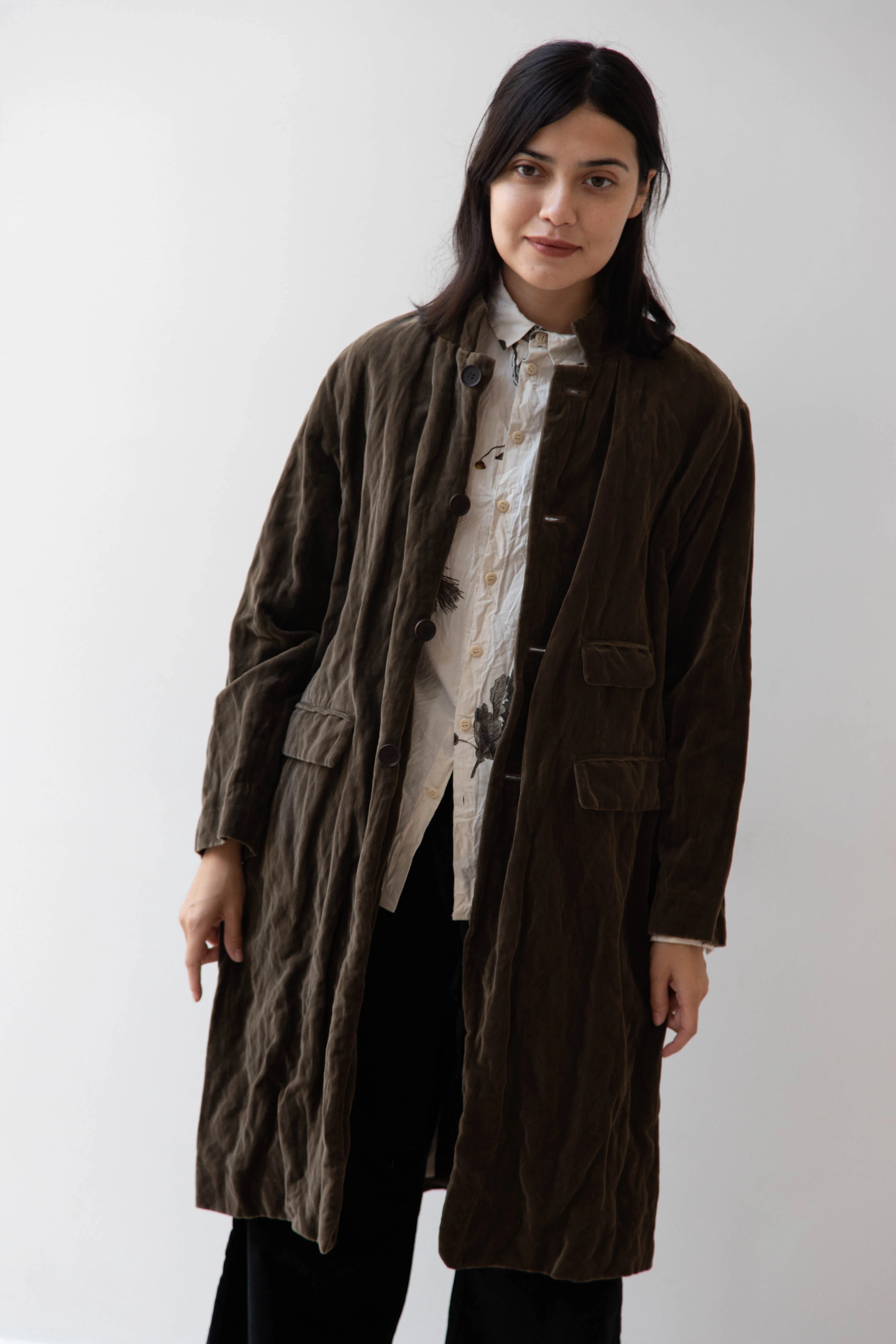 Pas de Calais | Velvet Coat in Khaki - Image 6