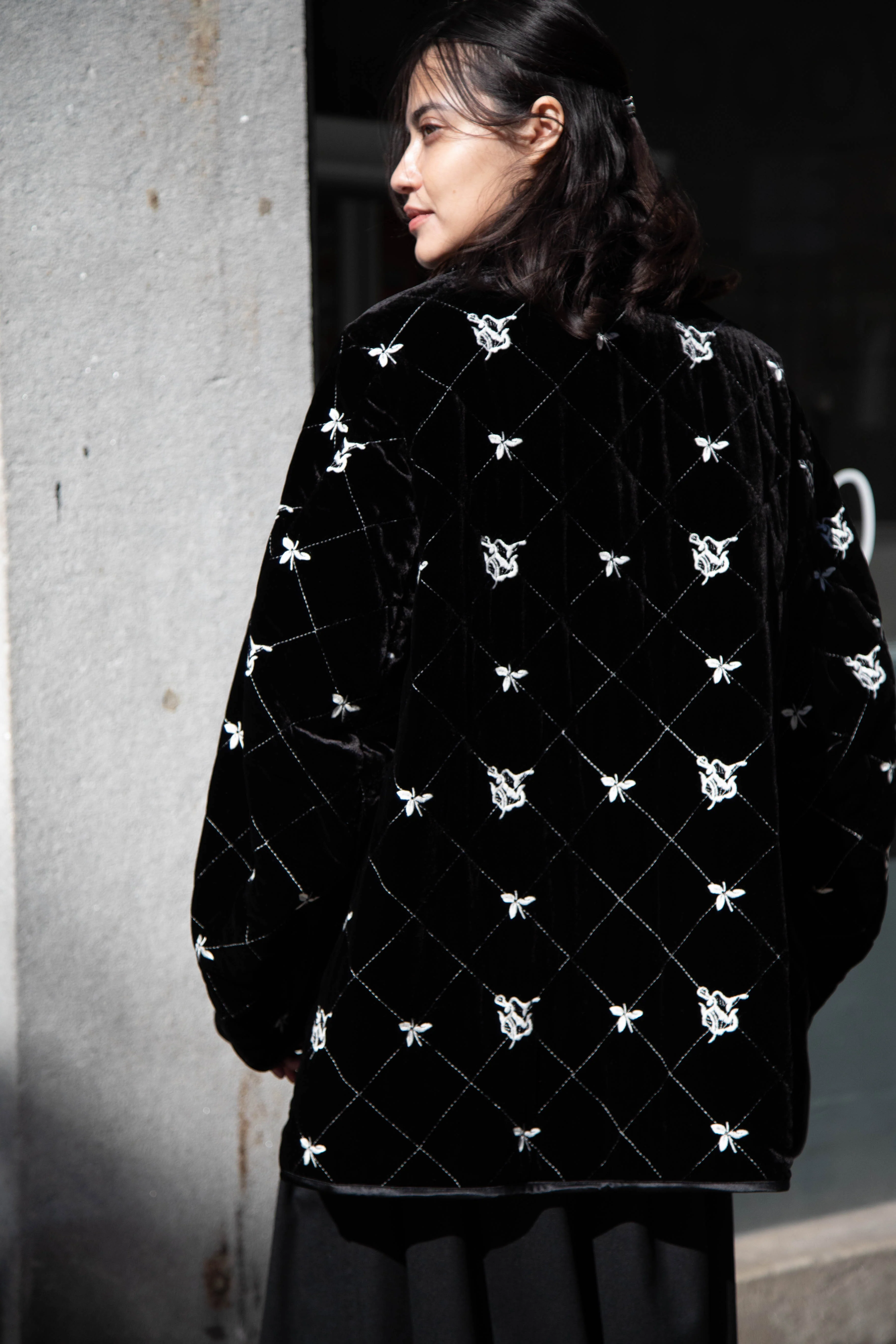 Renli Su | Black Velvet Embroidered Jacket - Image 10