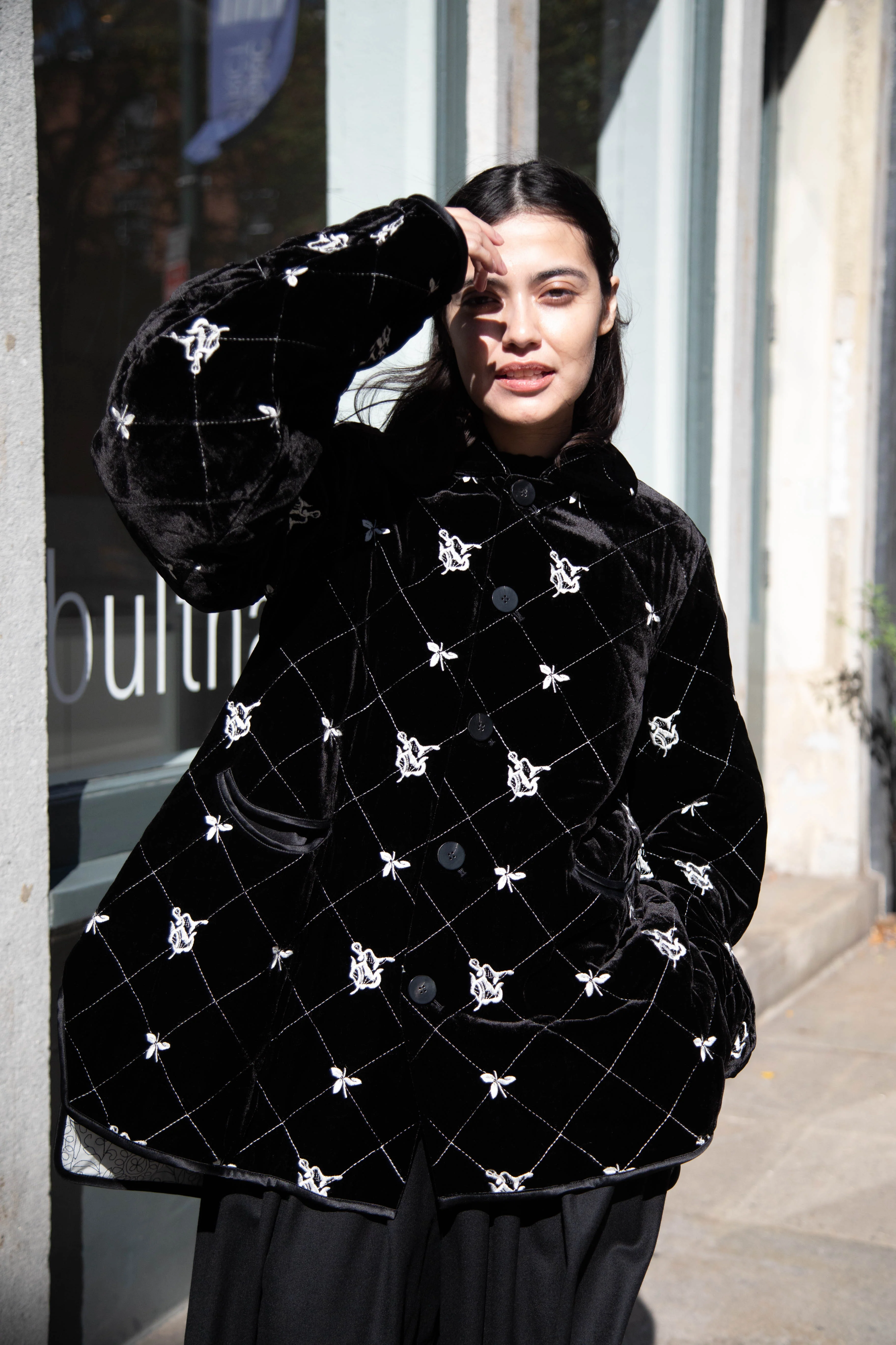 Renli Su | Black Velvet Embroidered Jacket - Image 11
