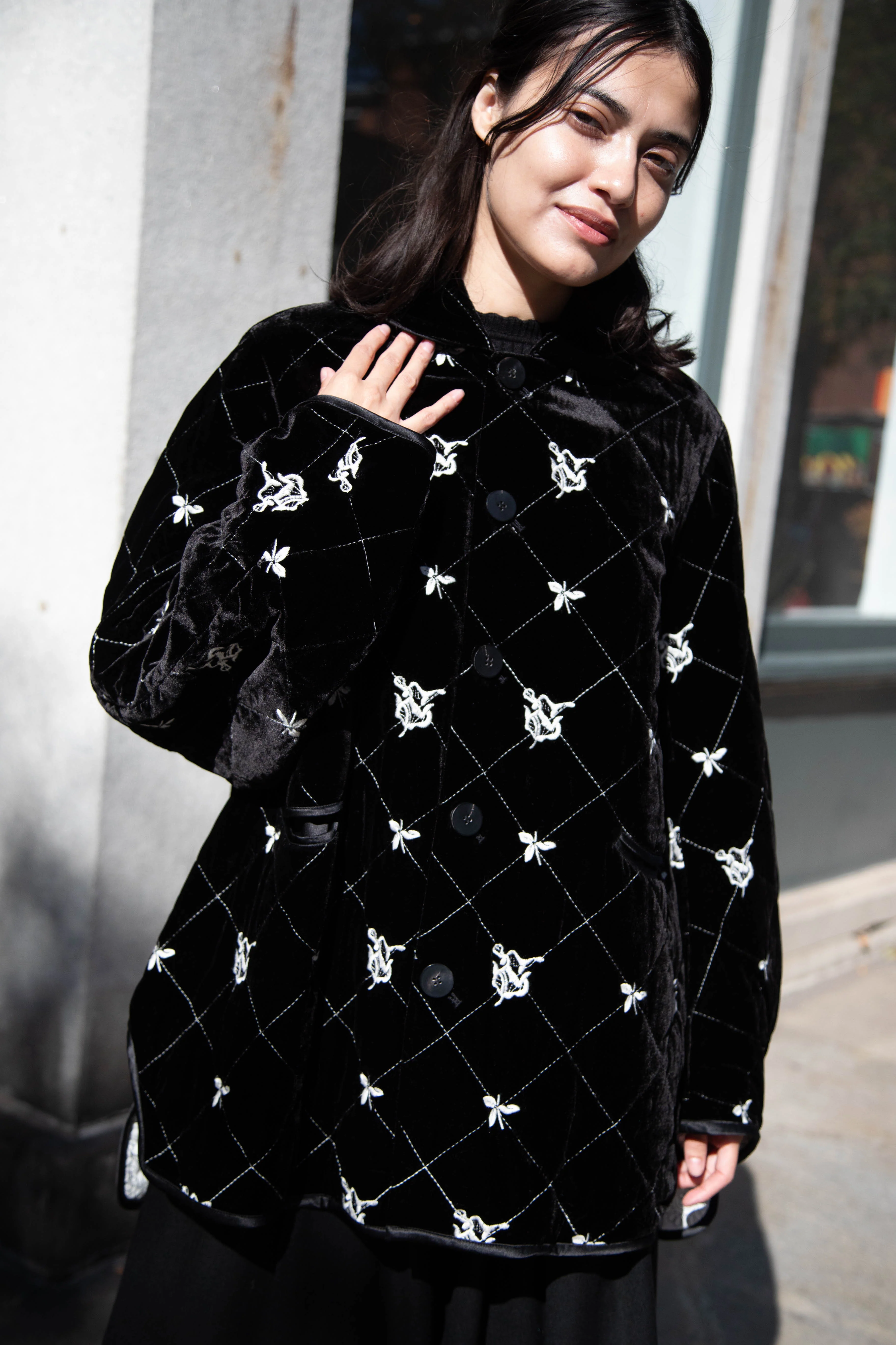 Renli Su | Black Velvet Embroidered Jacket - Image 13