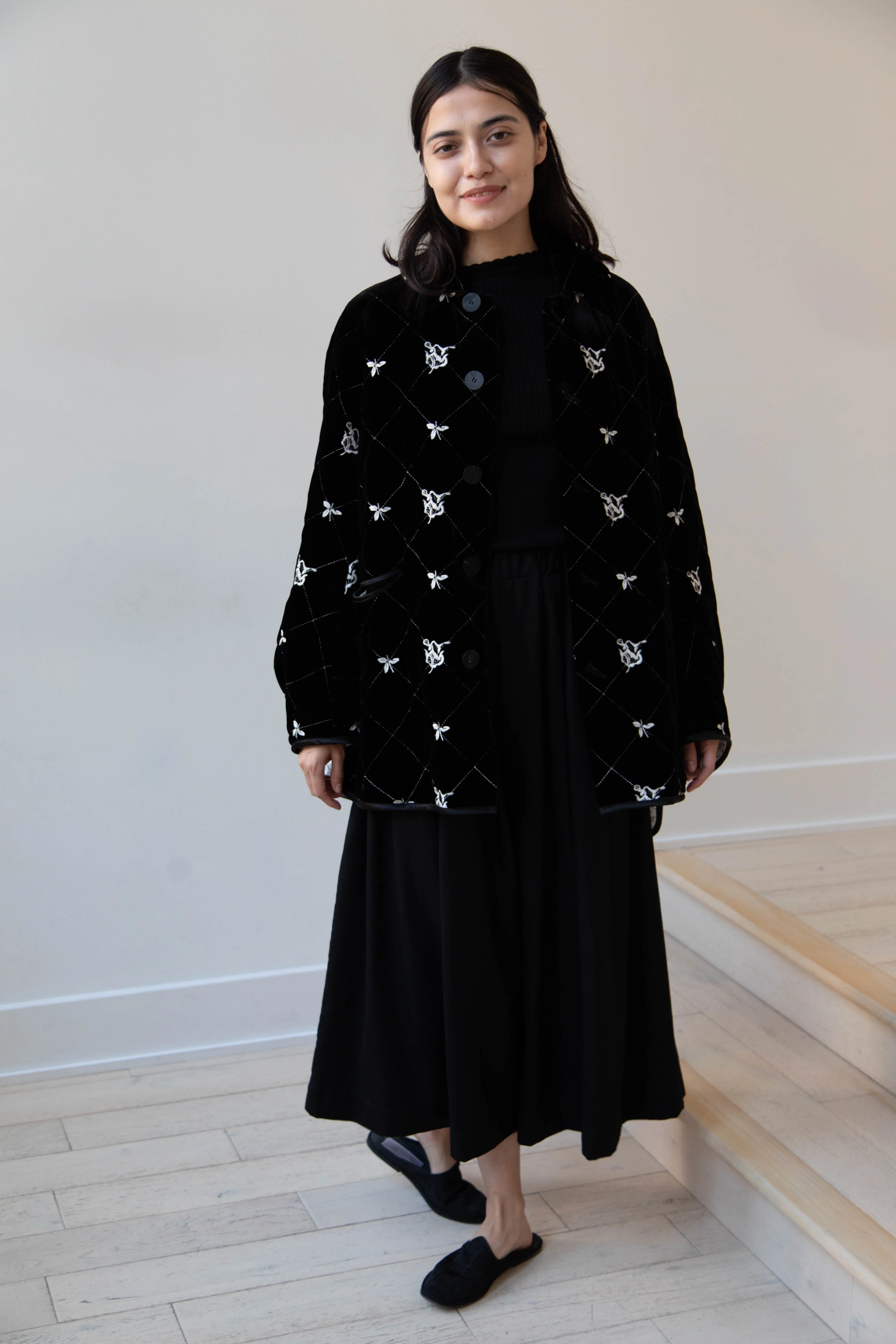 Renli Su | Black Velvet Embroidered Jacket - Image 23
