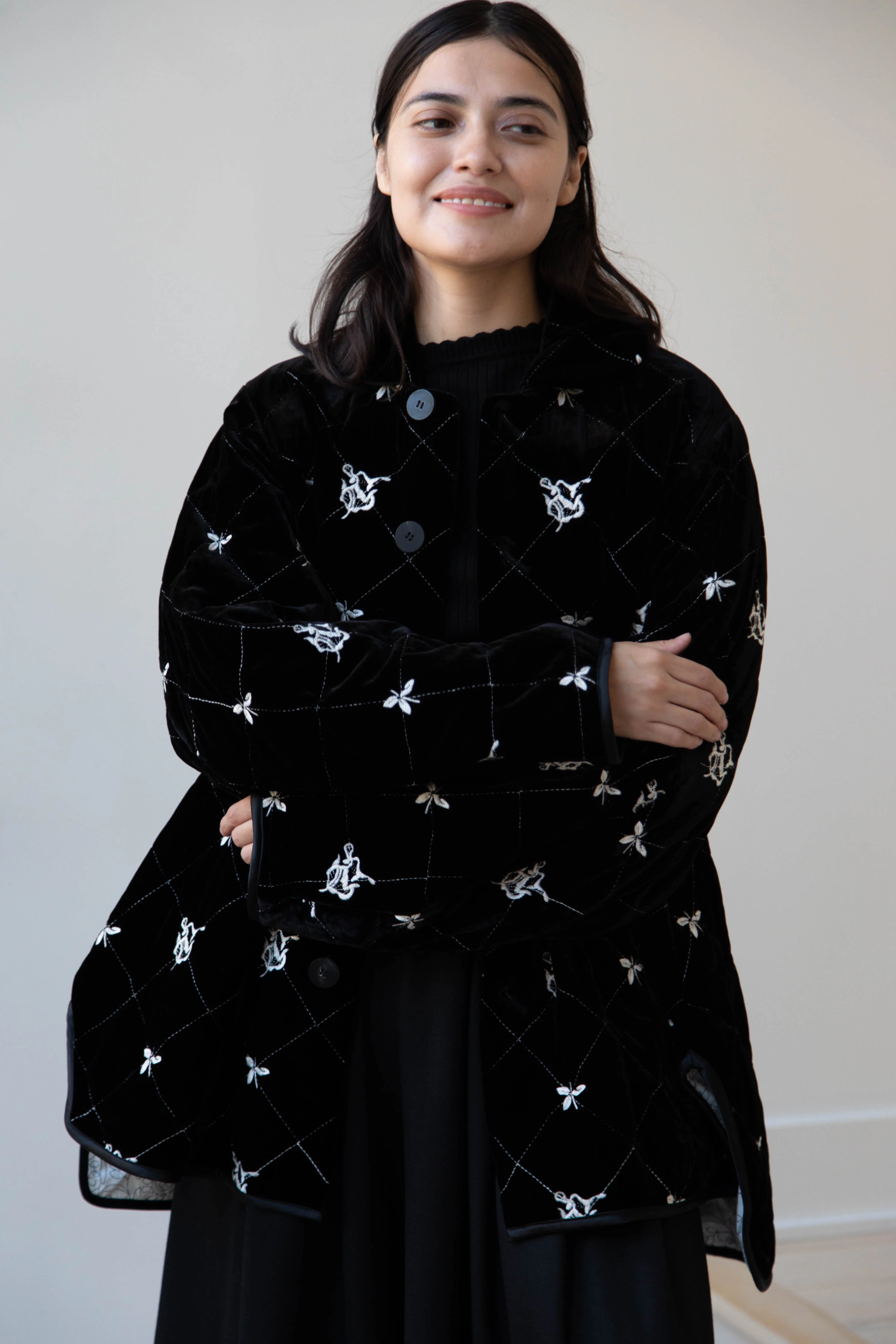 Renli Su | Black Velvet Embroidered Jacket - Image 24