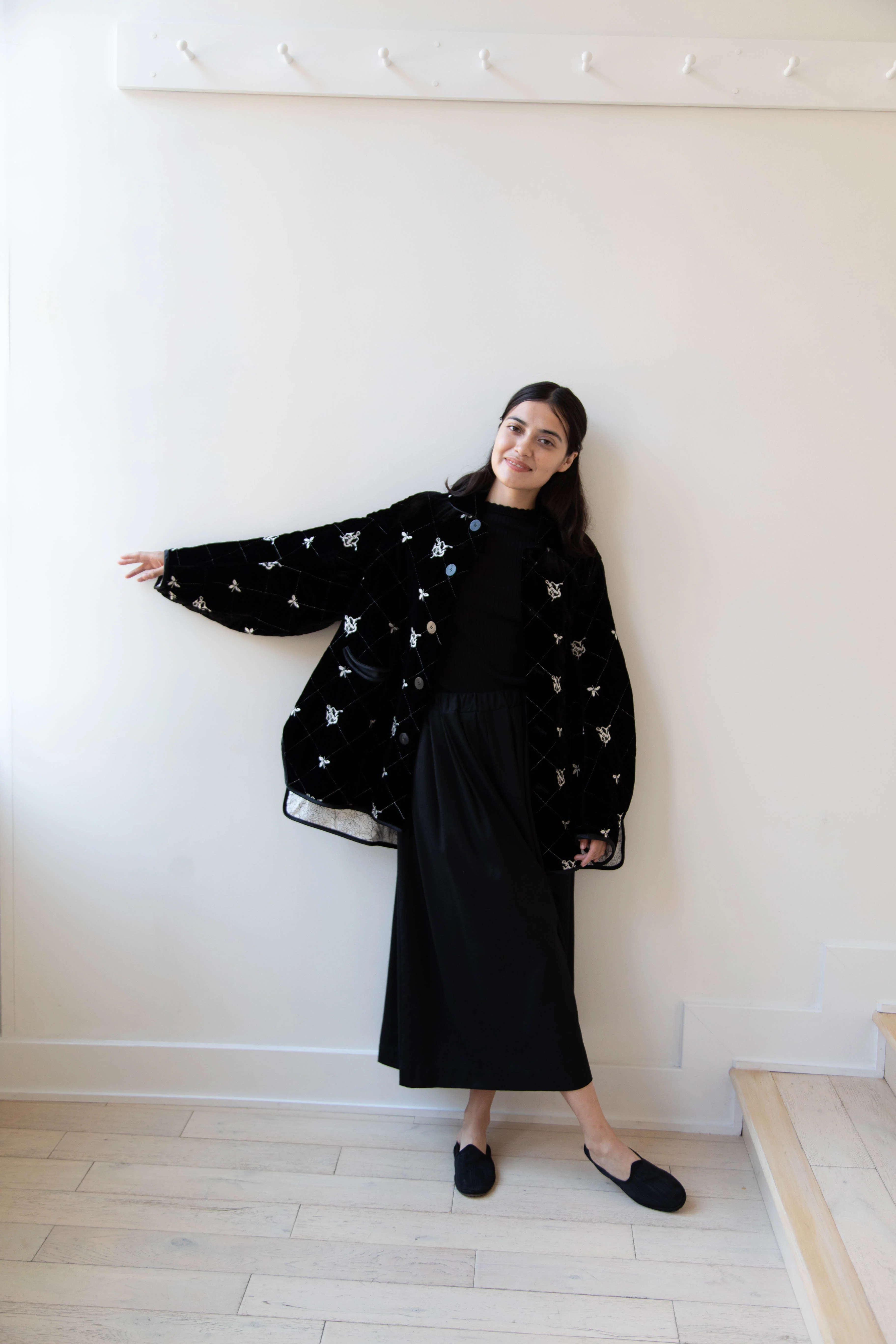 Renli Su | Black Velvet Embroidered Jacket - Image 27